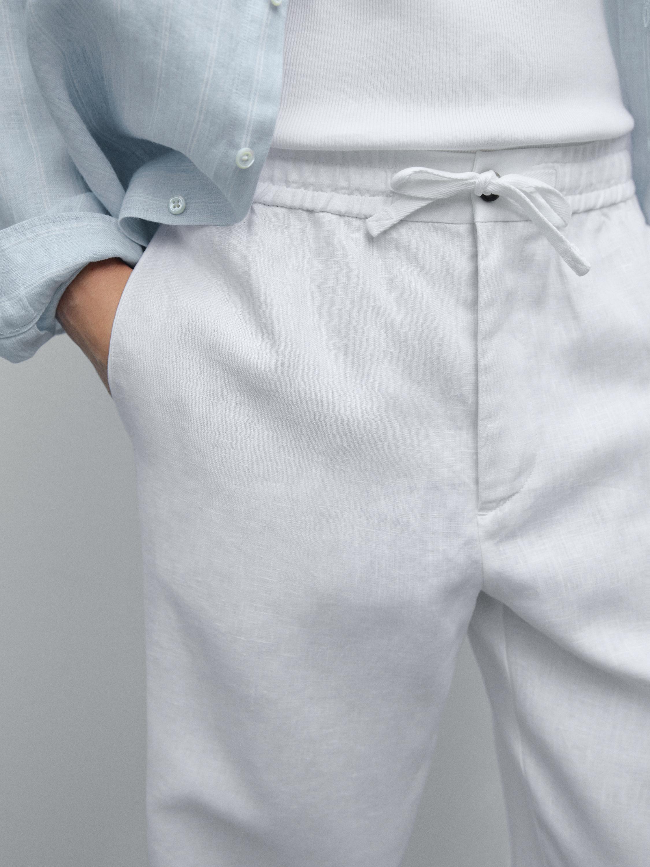 100% linen jogger fit trousers