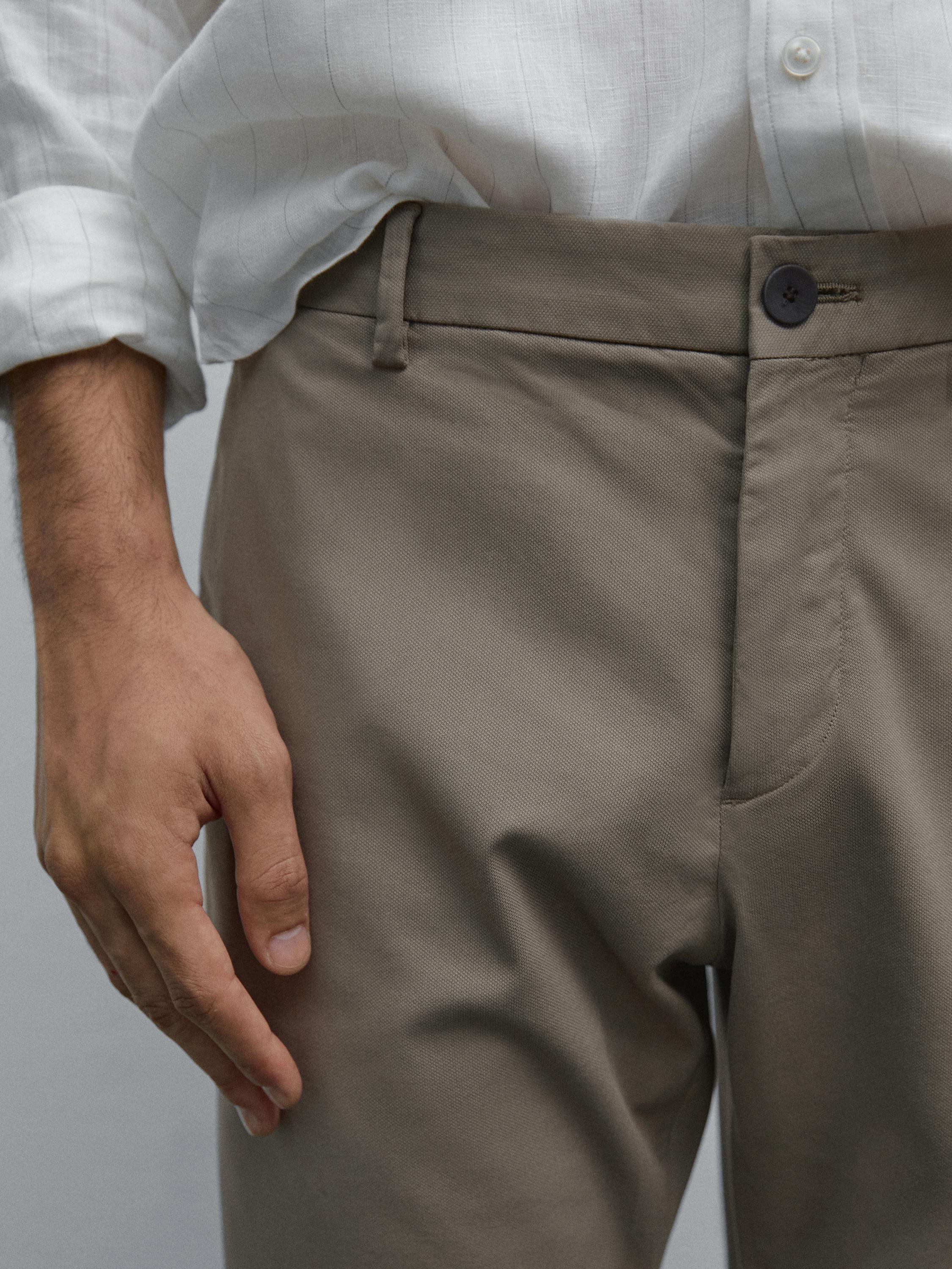 Slim fit textured trousers
