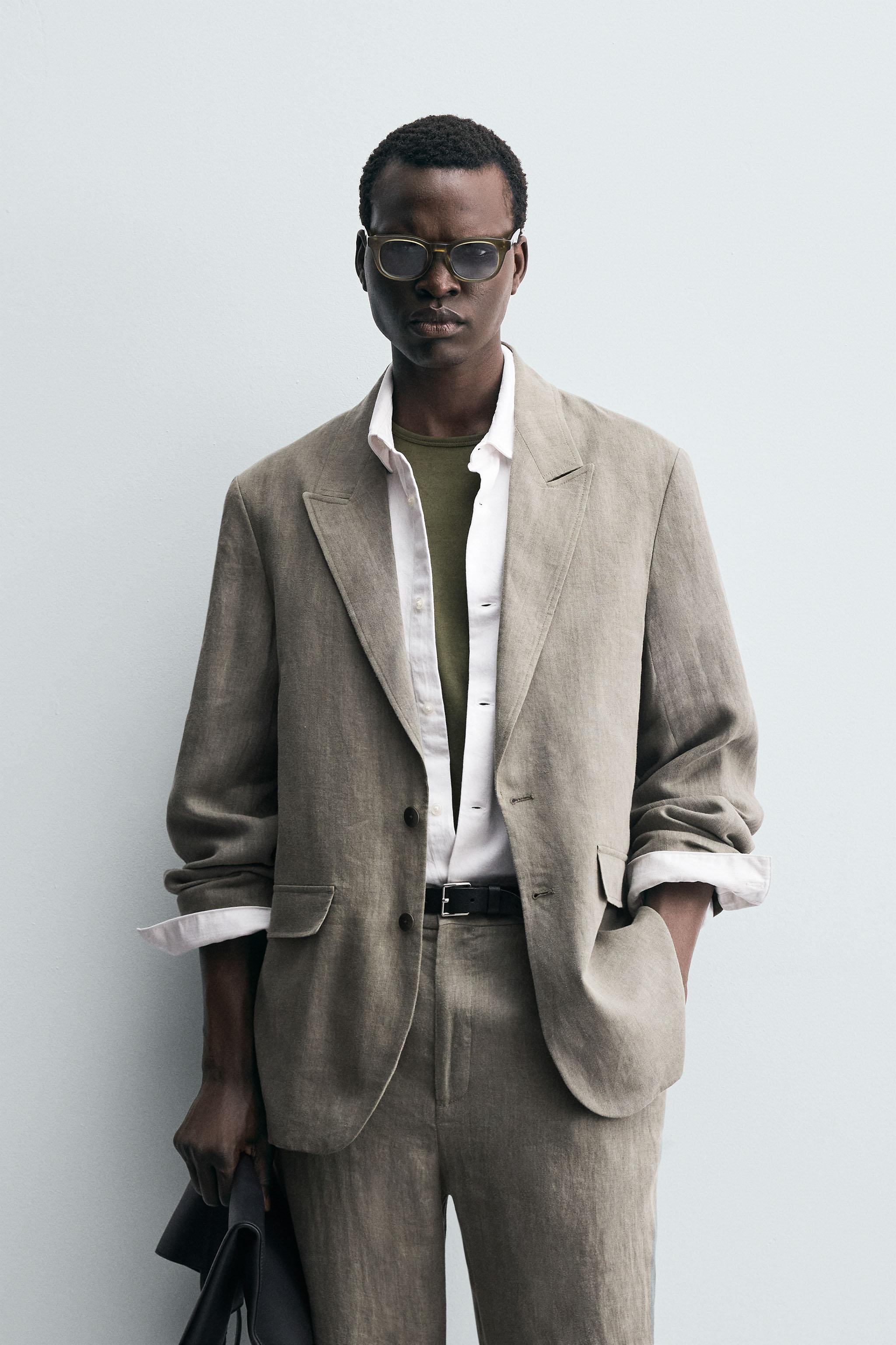 WASHED 100% LINEN SUIT BLAZER