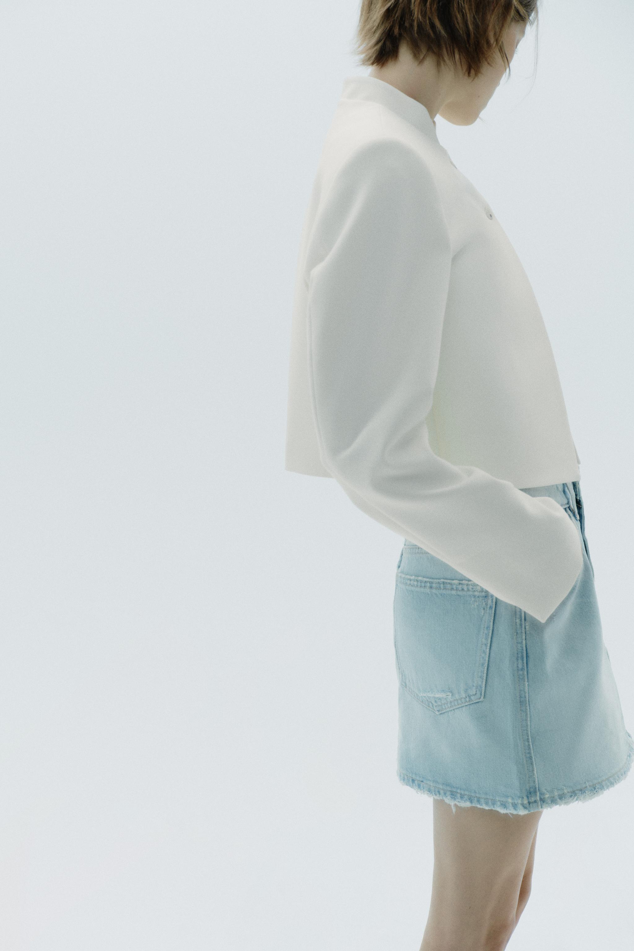 RIPPED TRF DENIM SKIRT