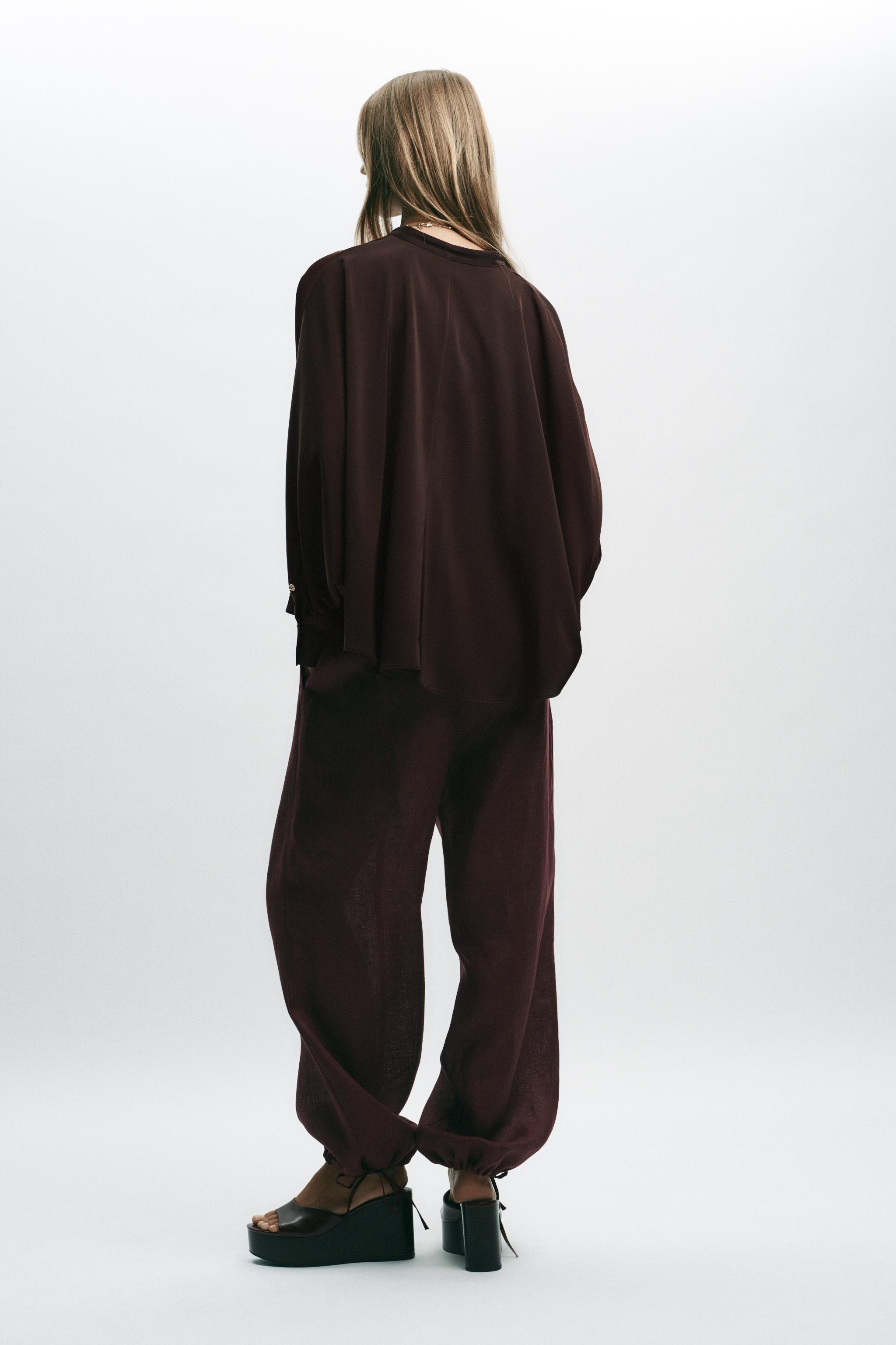 SATIN EFFECT CAPE SLEEVE BLOUSE