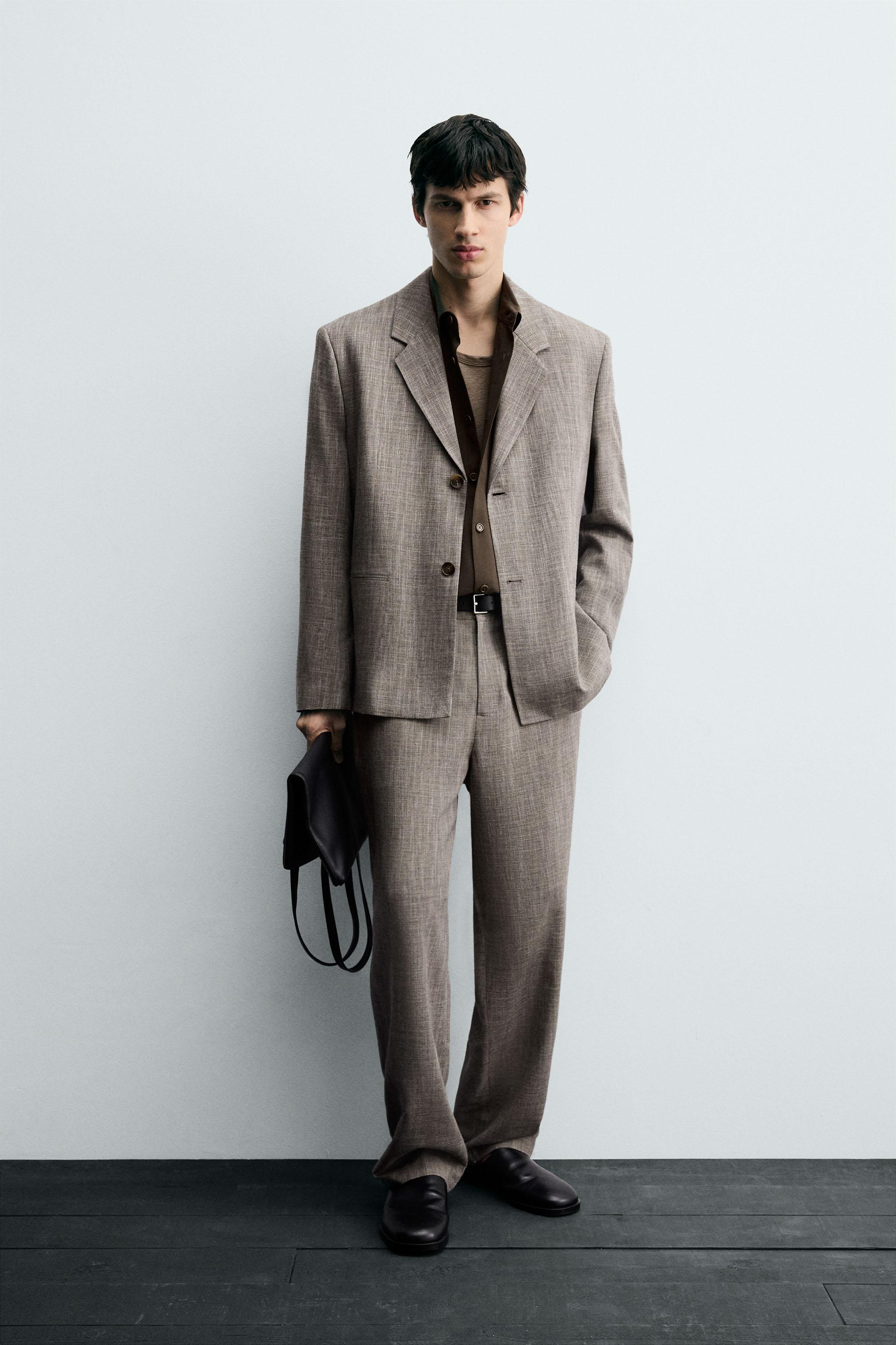 TEXTURED SUIT PANTS