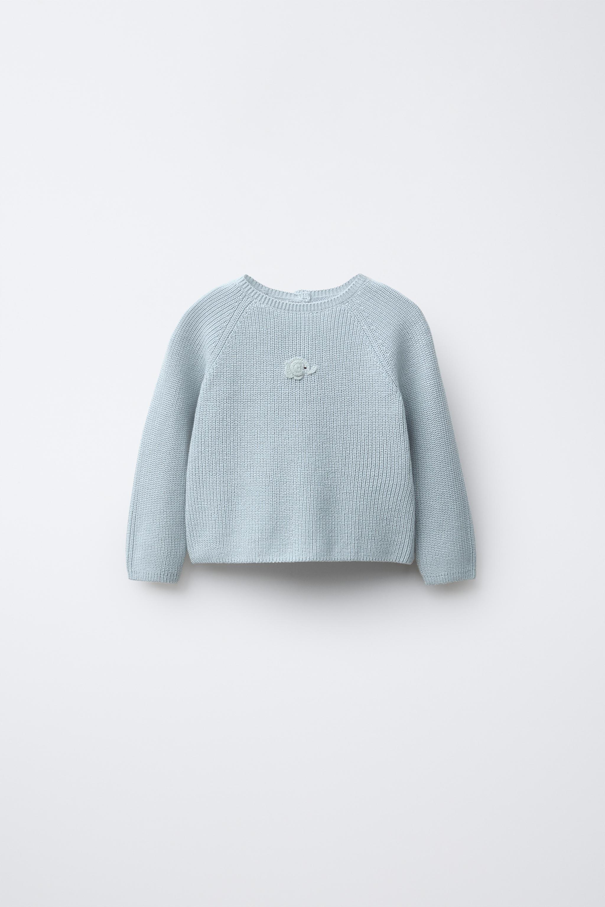 EMBROIDERED ELEPHANT PURL KNIT SWEATER