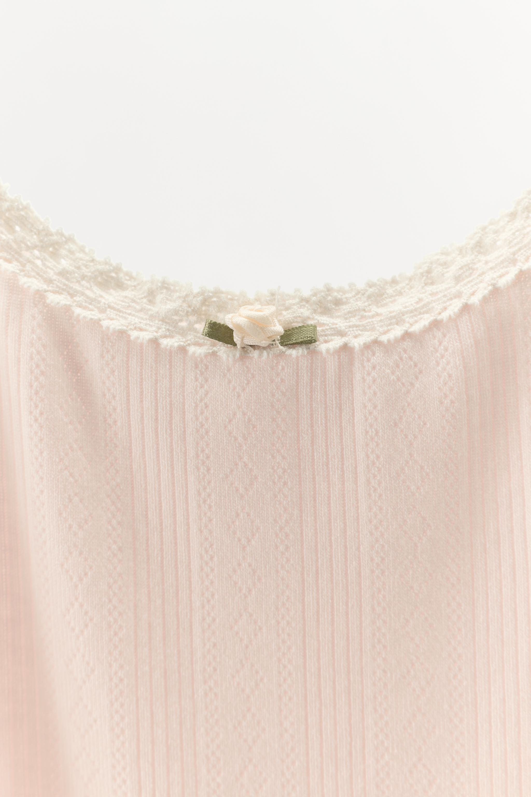 POINTELLE LACE STRAP TOP