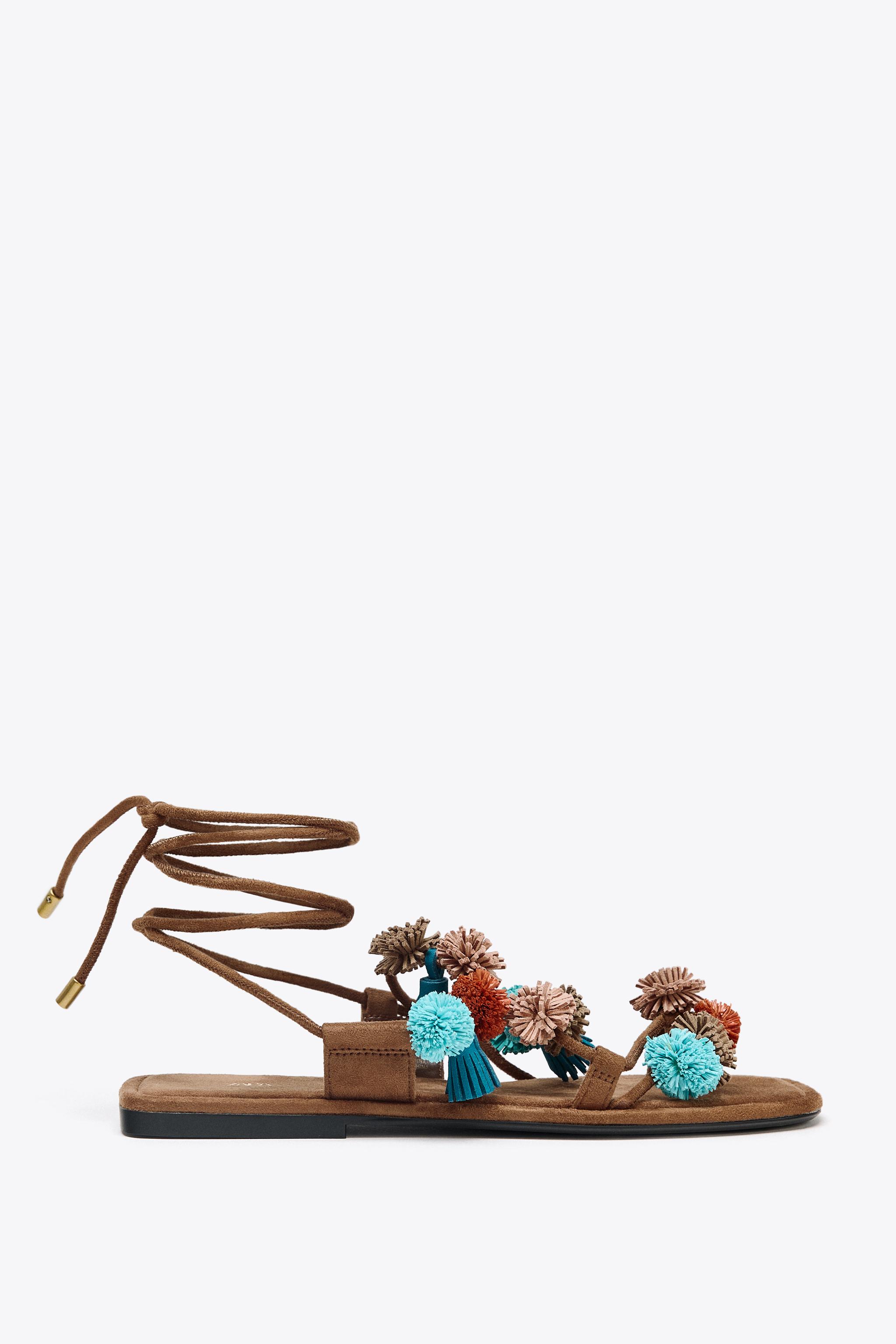 BEADED STRAPPY SANDALS