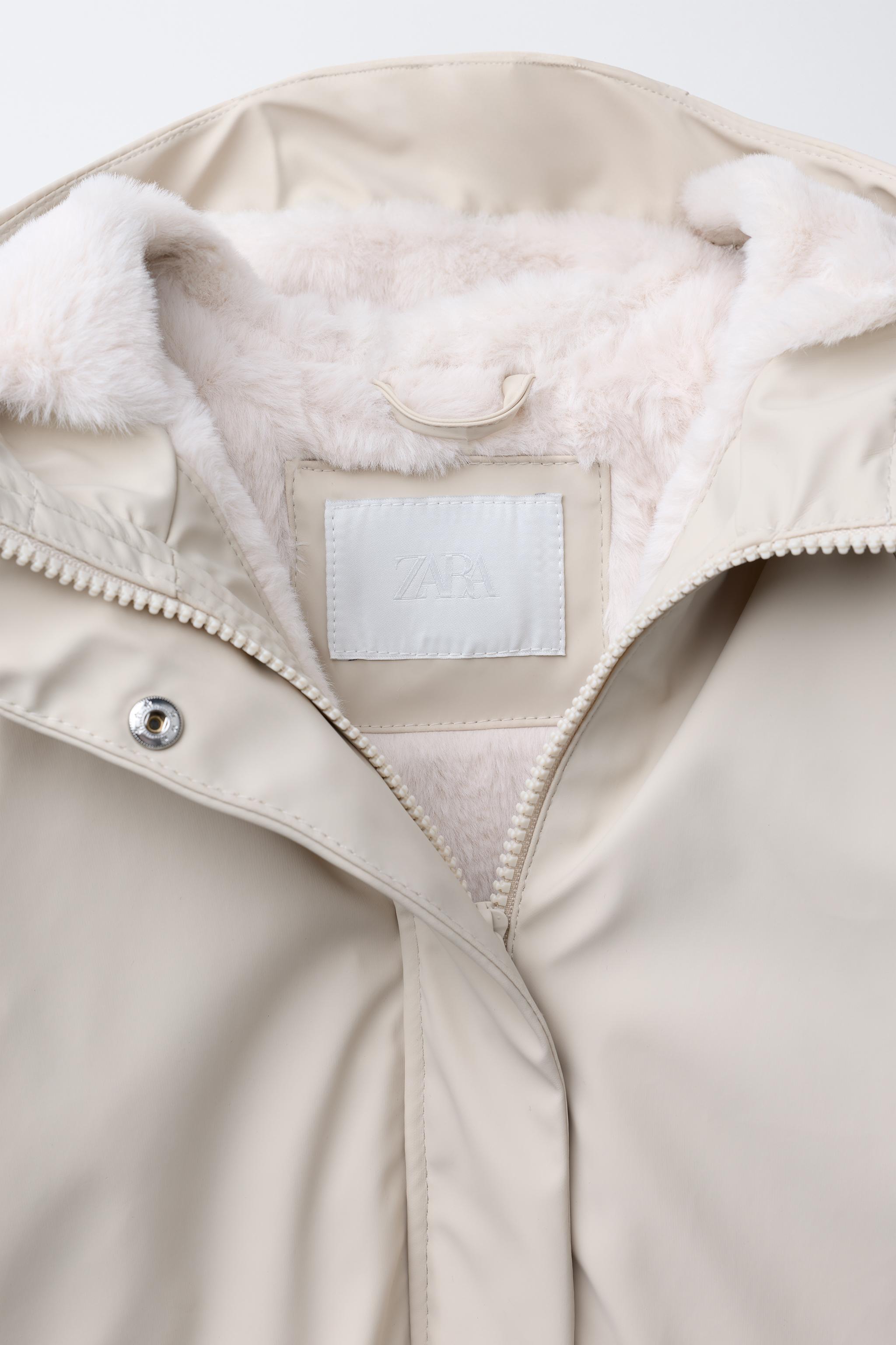 WATER REPELLENT COATED FAUX FUR JACKET