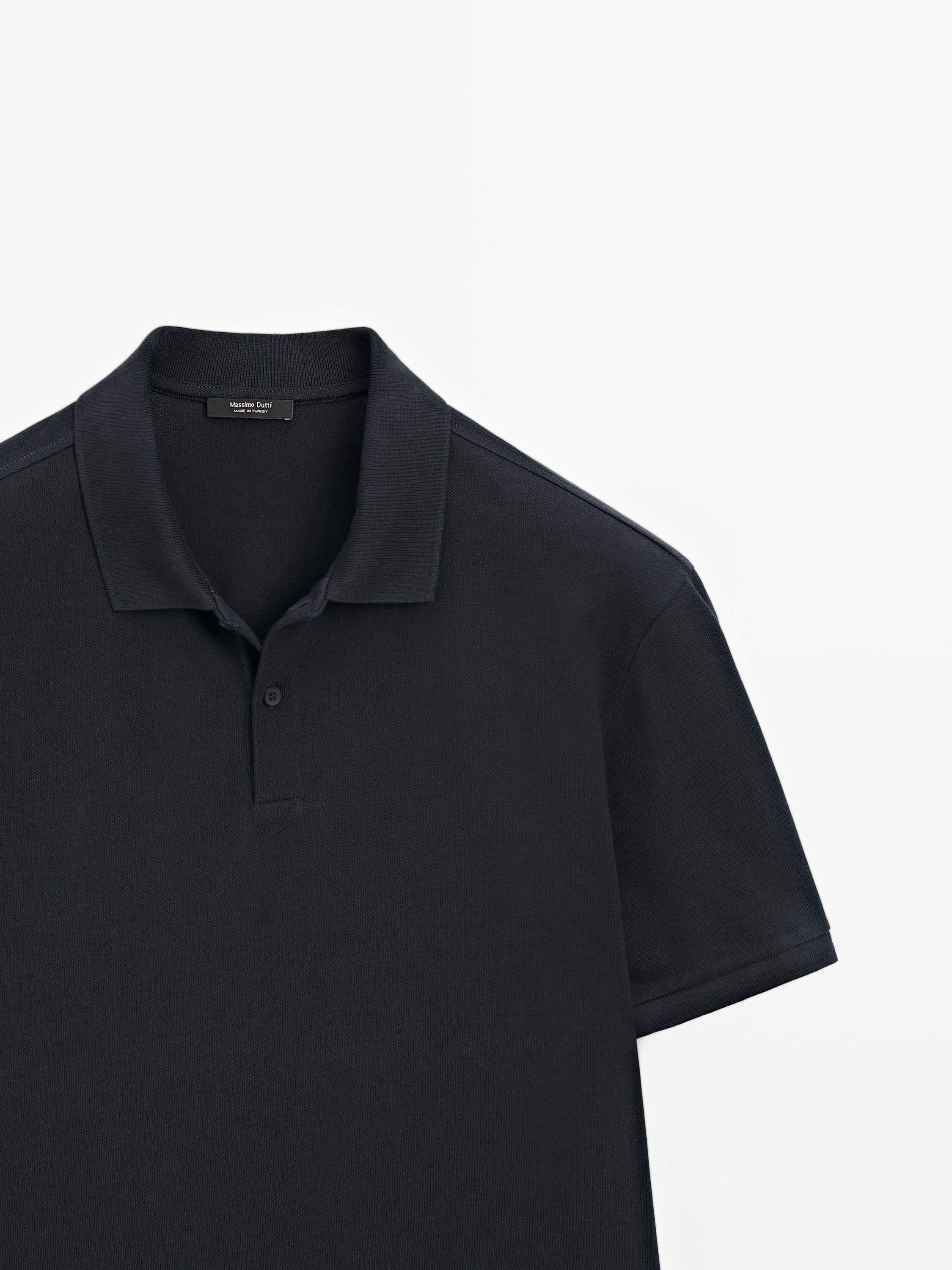 Micro textured piqué cotton polo shirt