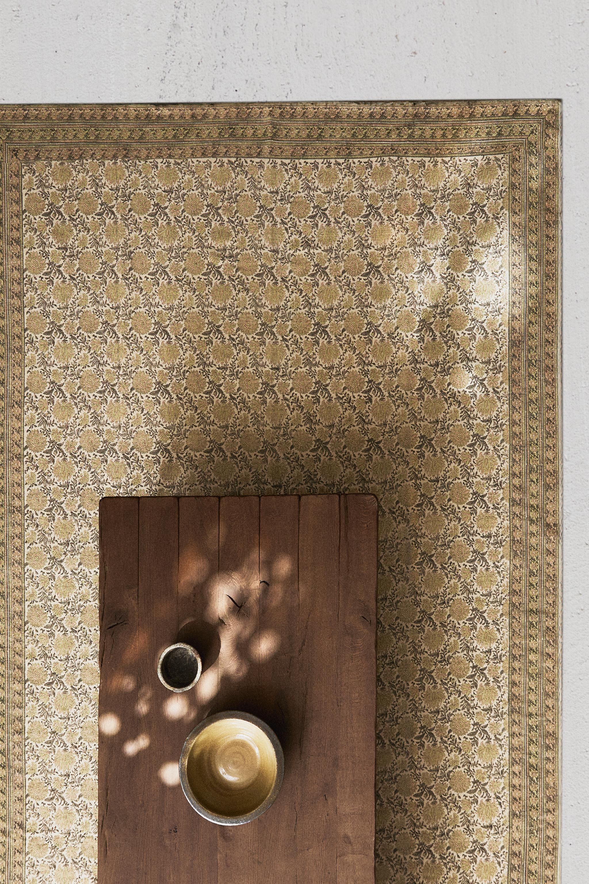 FLORAL PRINT COTTON AREA RUG