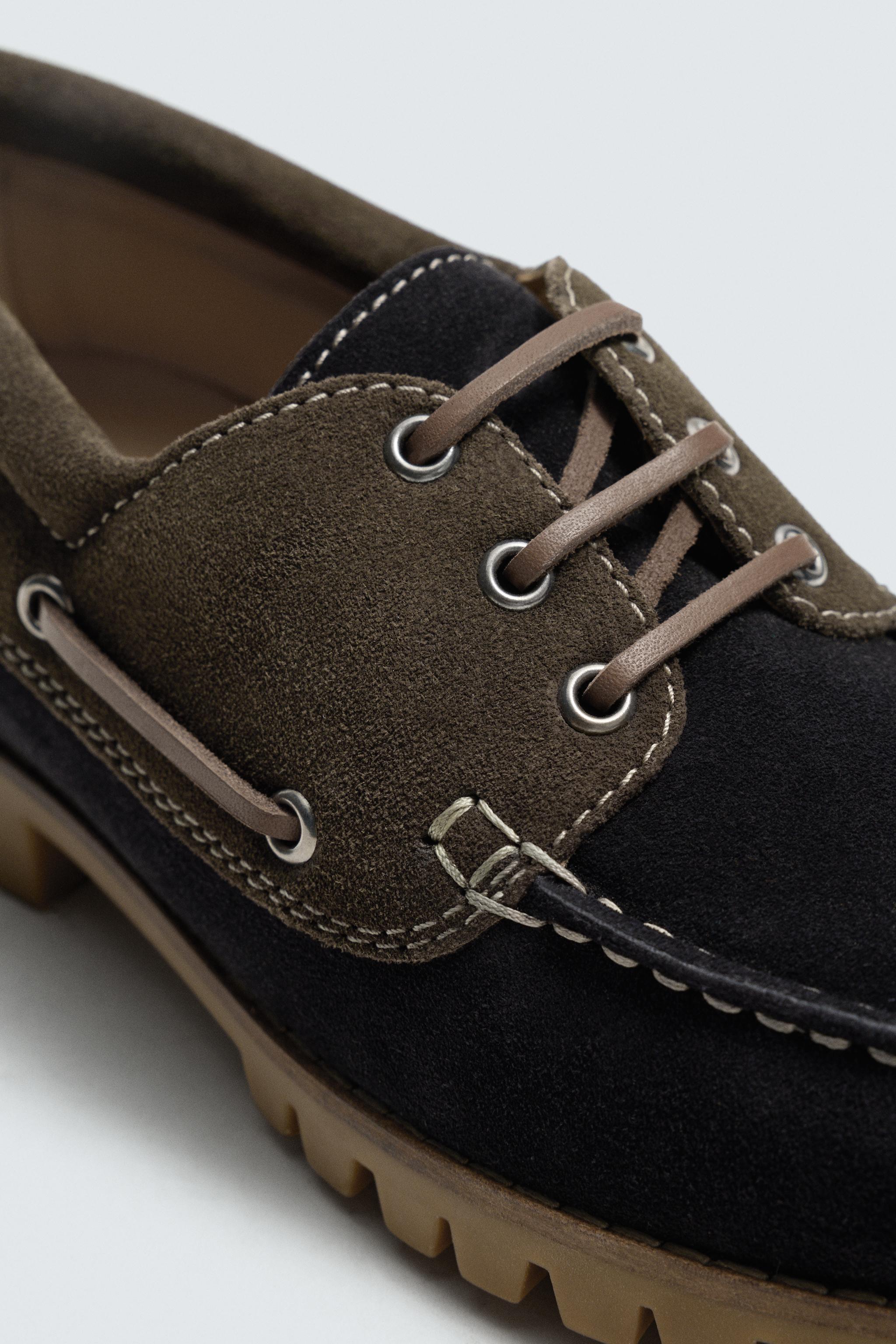 CONTRASTING LEATHER DECK SHOES