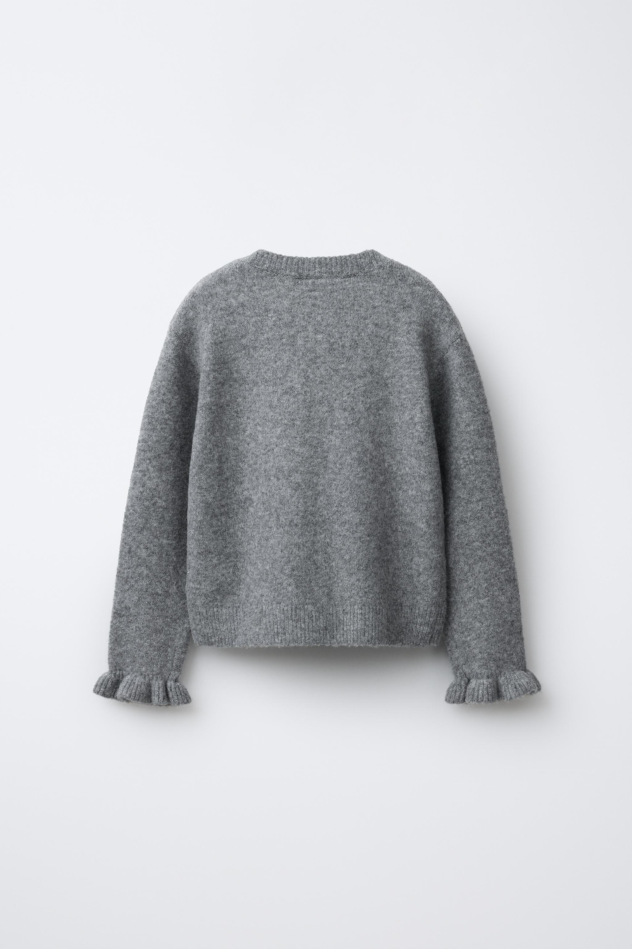 RUFFLED WOOL BLEND CARDIGAN