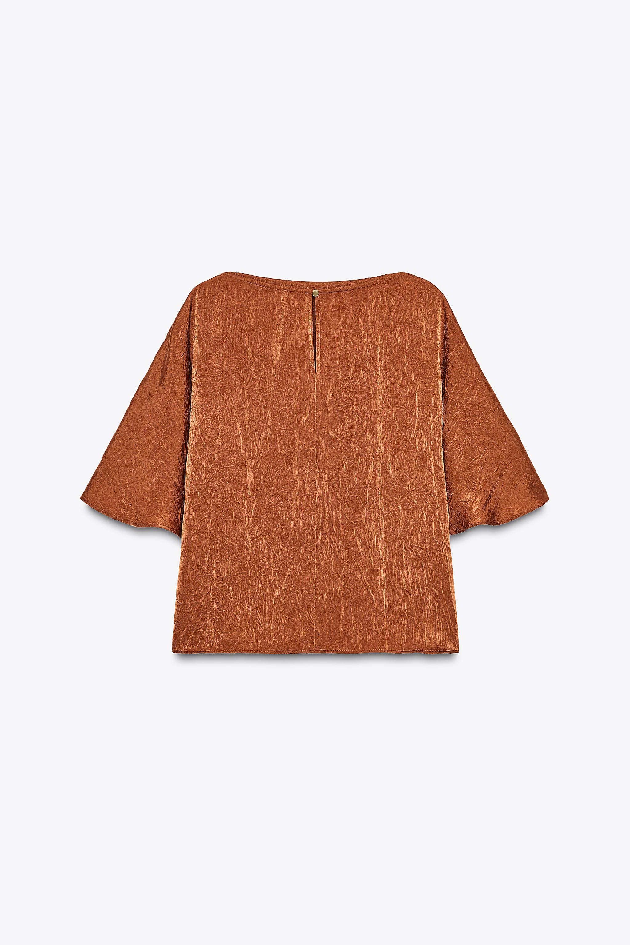 WRINKLED EFFECT SATIN TOP