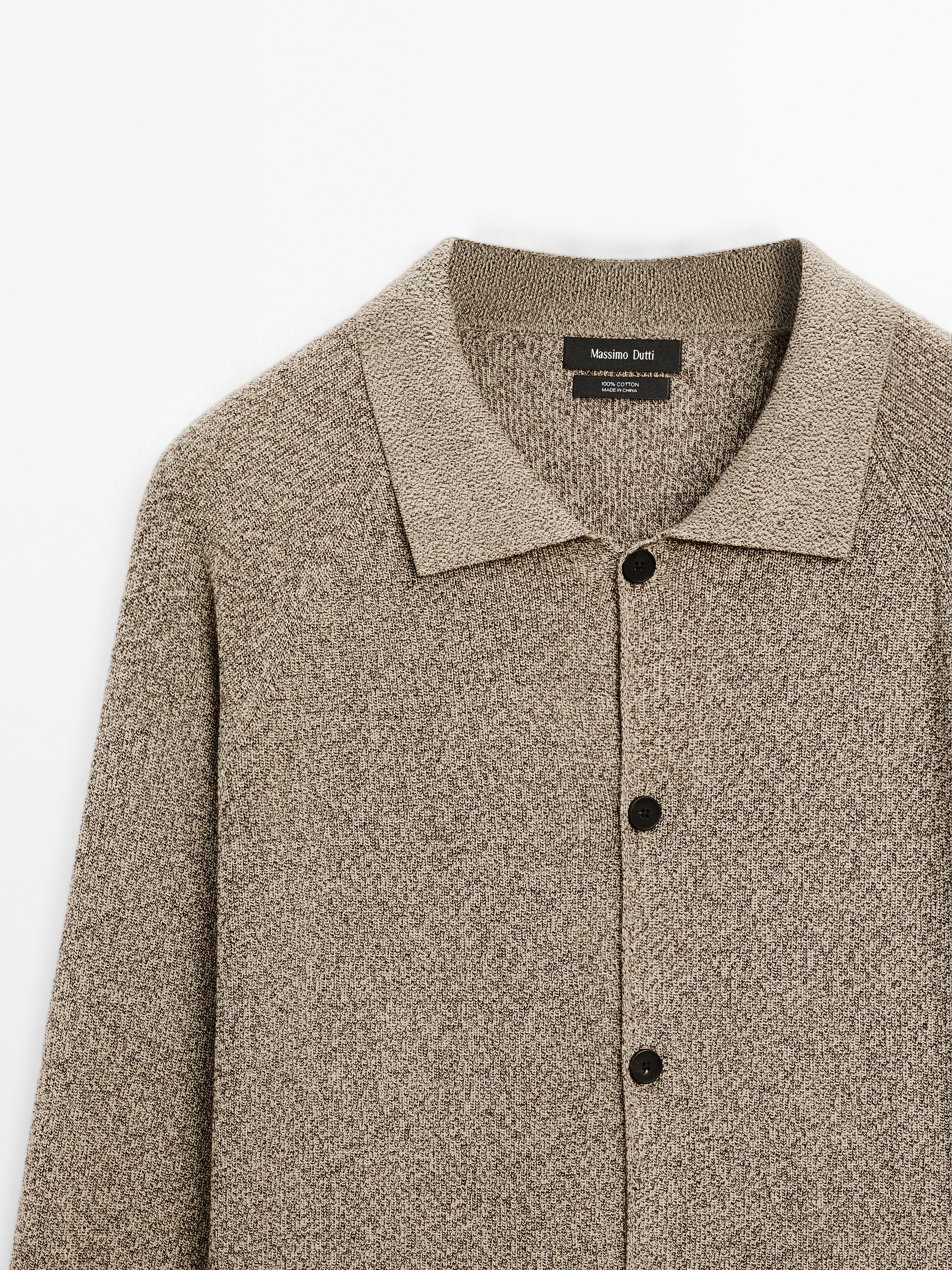 100% cotton mouliné knit cardigan