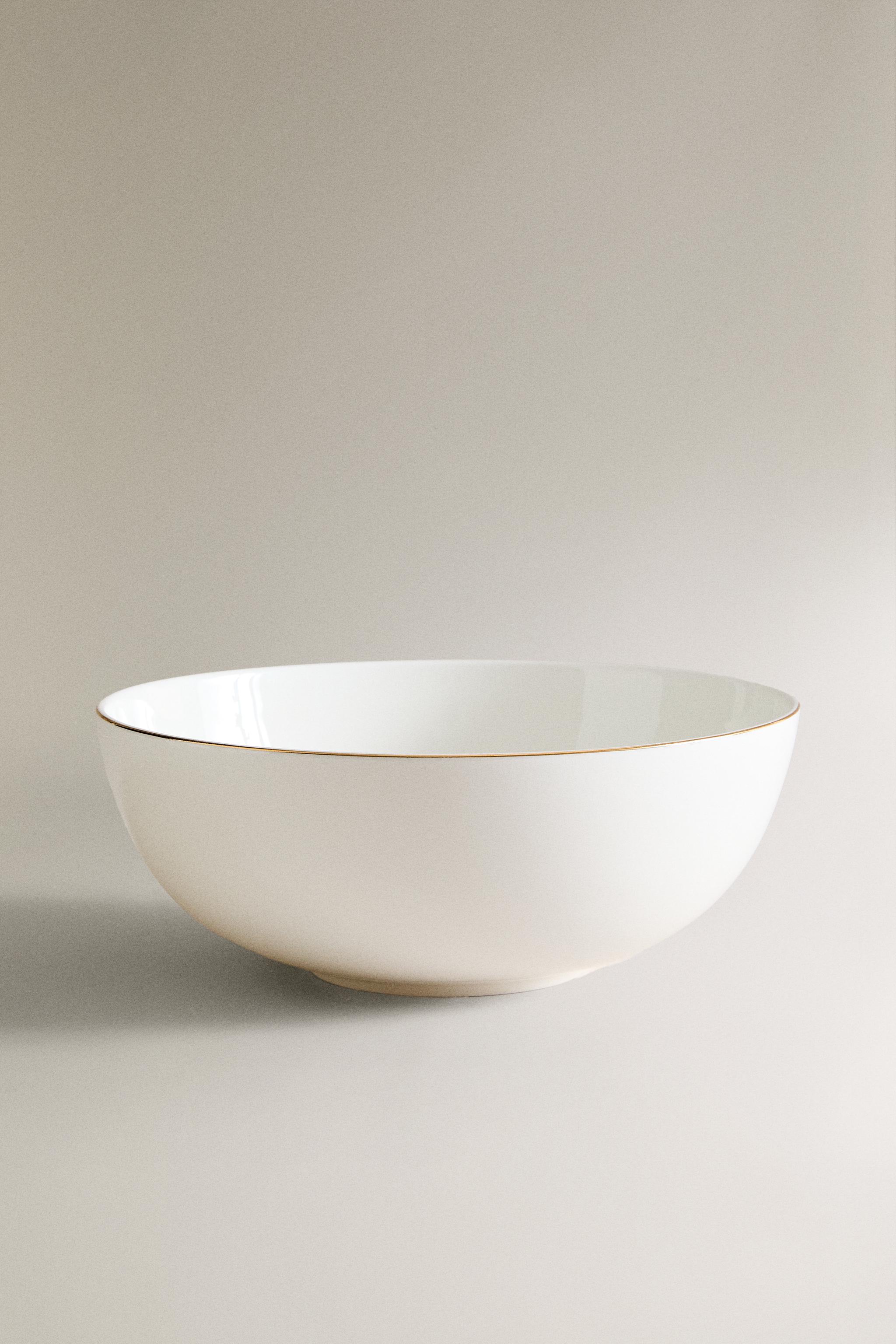 PORCELAIN SALAD BOWL WITH GOLD RIM