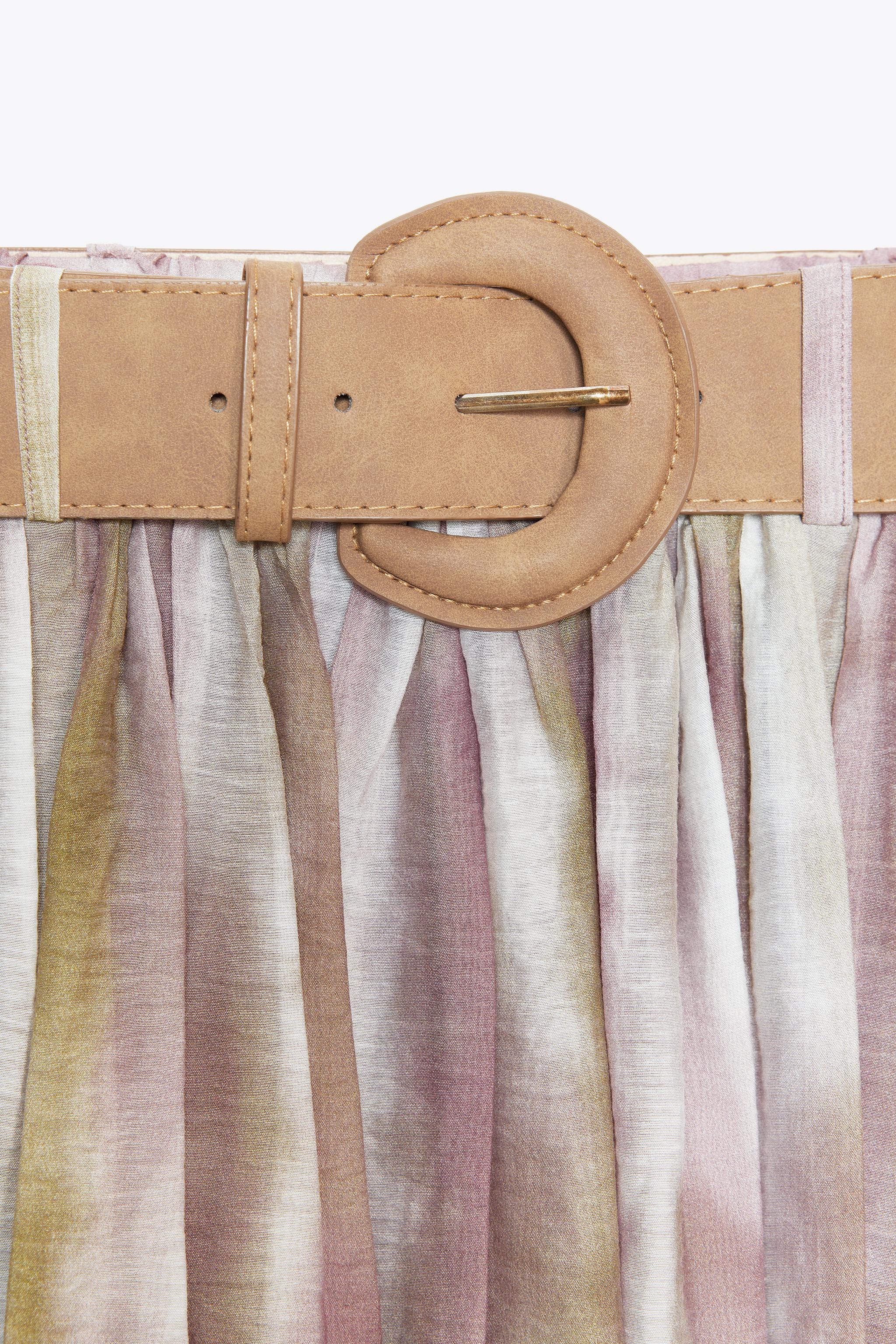 PRINTED MIDI SKIRT WITH BELT