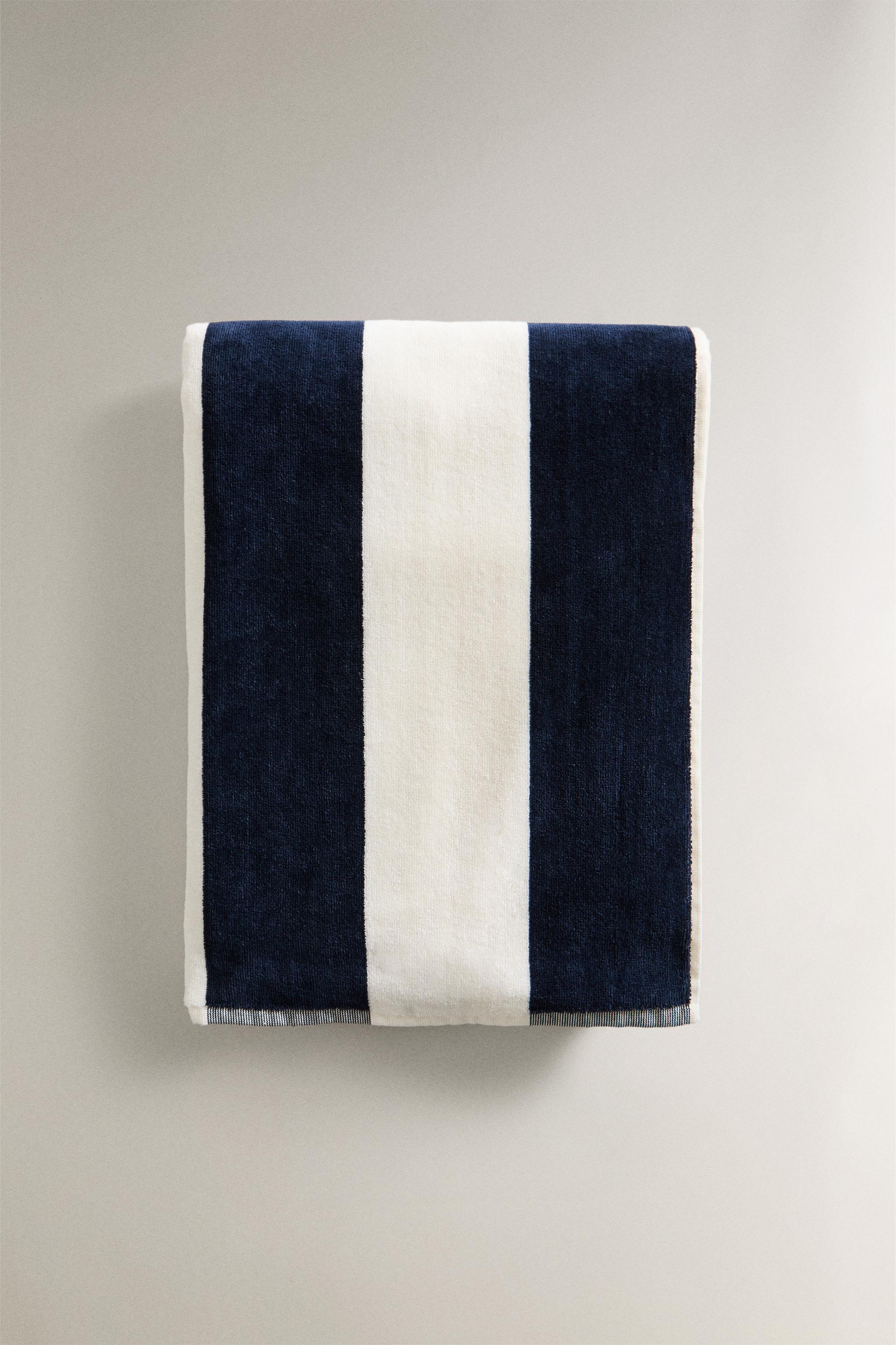 WIDE STRIPE VELOUR BEACH TOWEL