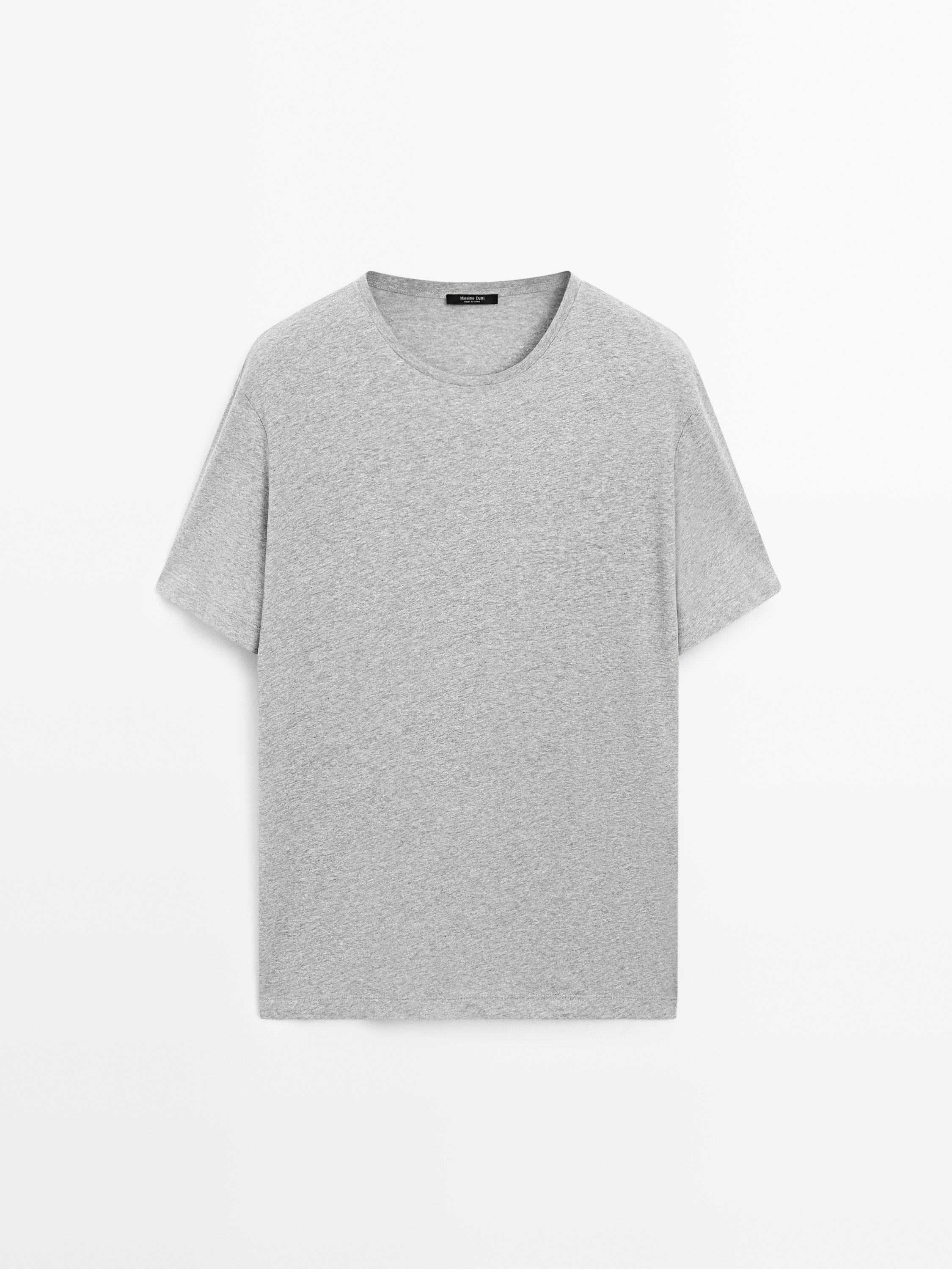 Melange cotton and linen t-shirt