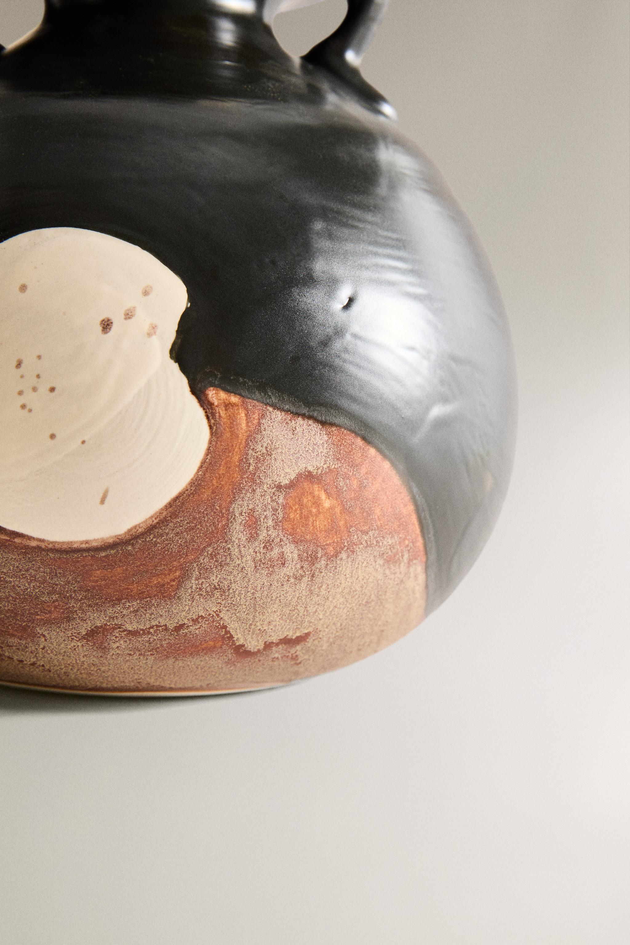 PAINTED STONEWARE VASE