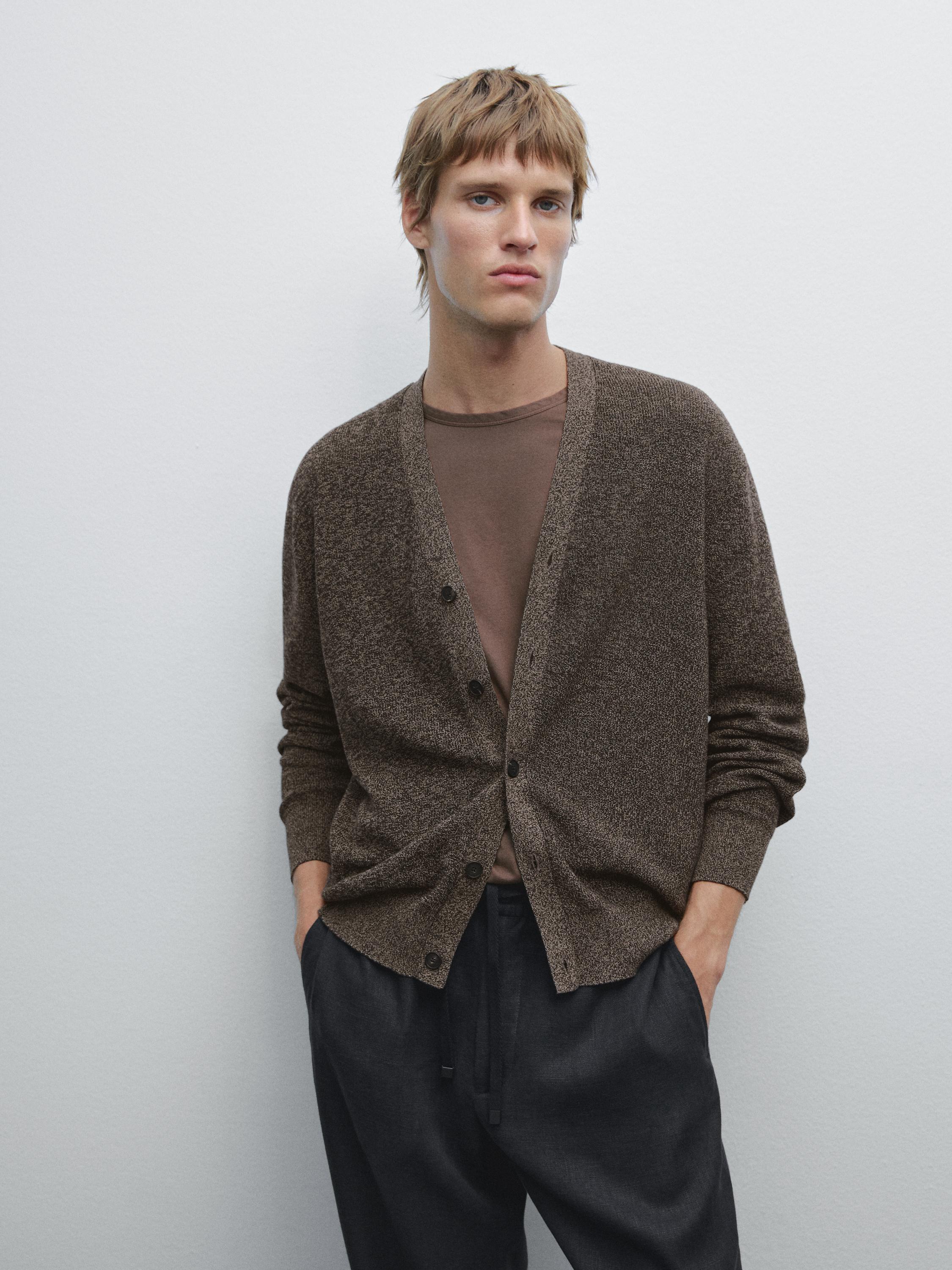 100% cotton mouliné knit cardigan