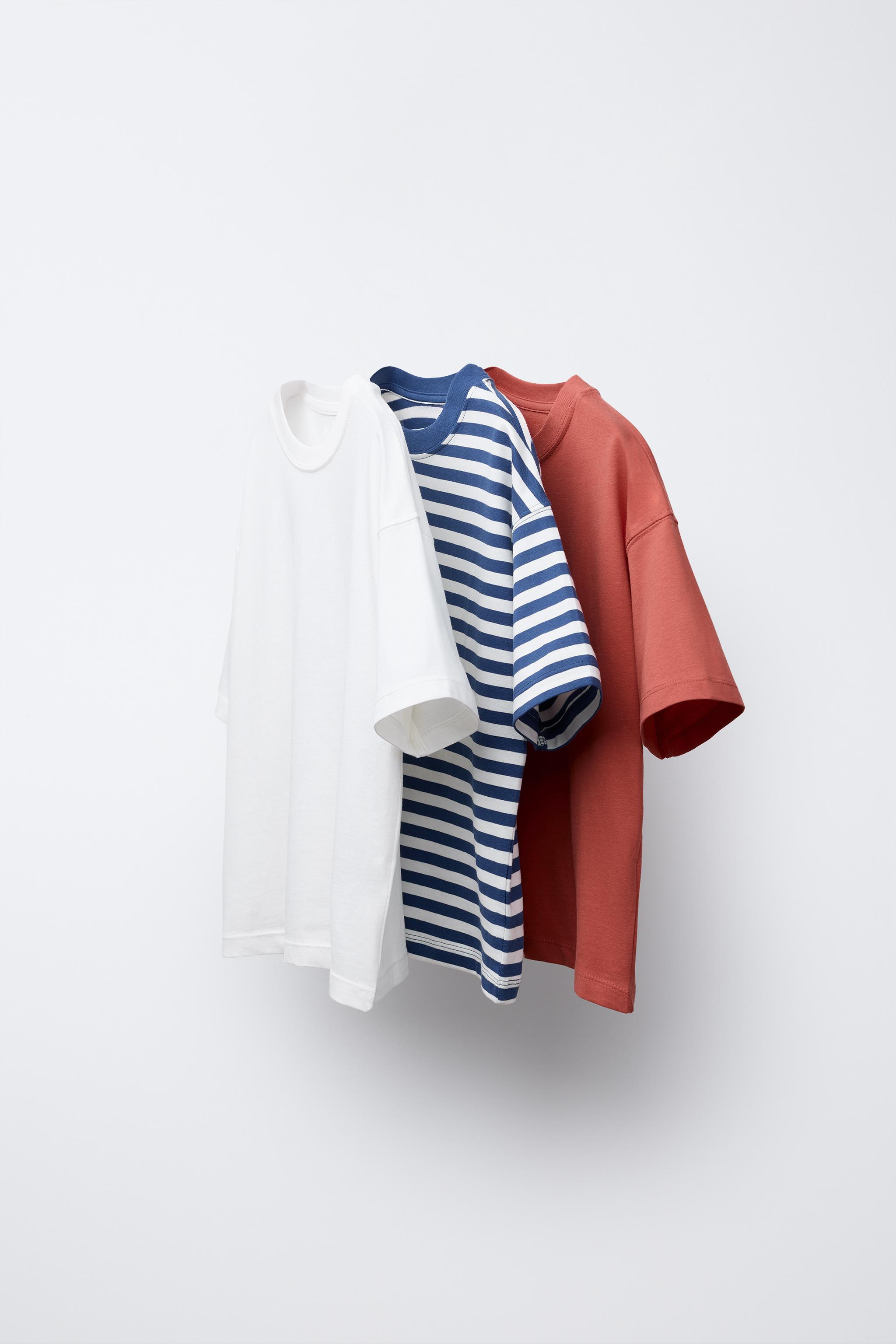 THREE-PACK OF SOLID AND STRIPED T-SHIRTS