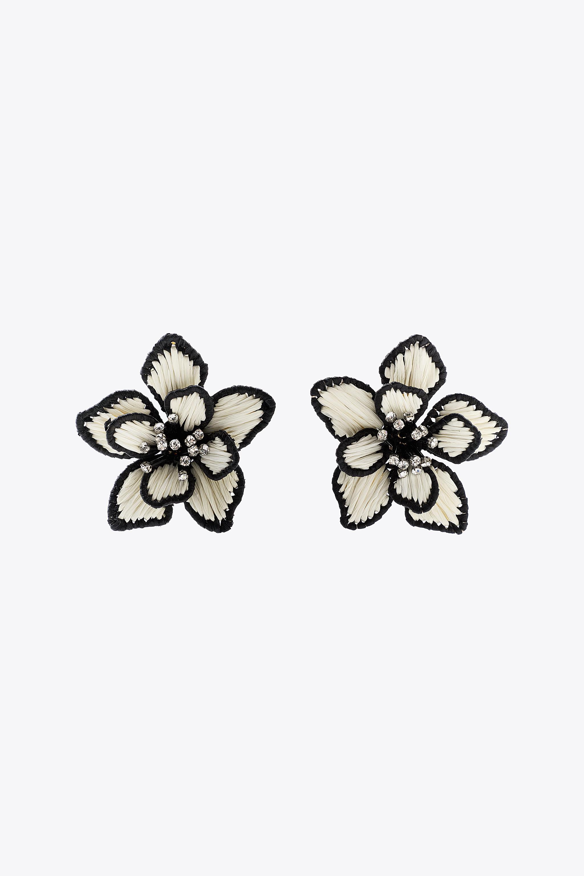 CONTRAST RAFFIA FLOWER EARRINGS