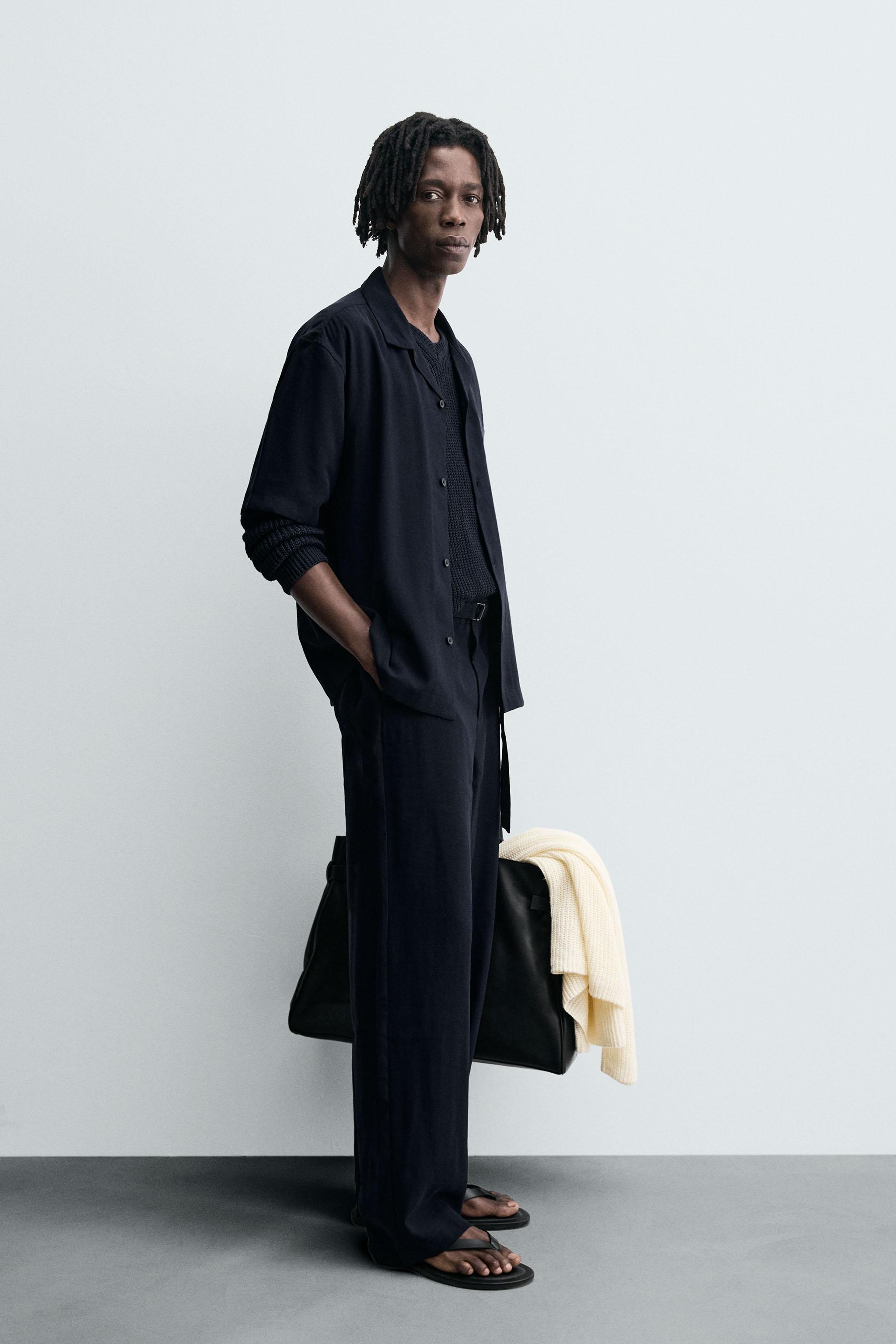 RELAXED FIT BELTED PANTS