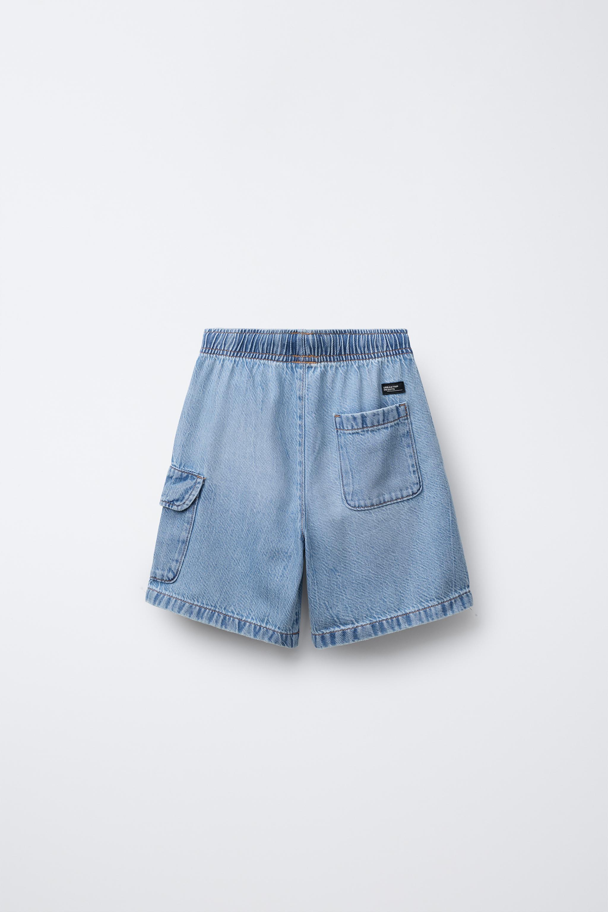 LOOSE DENIM CARGO SHORTS