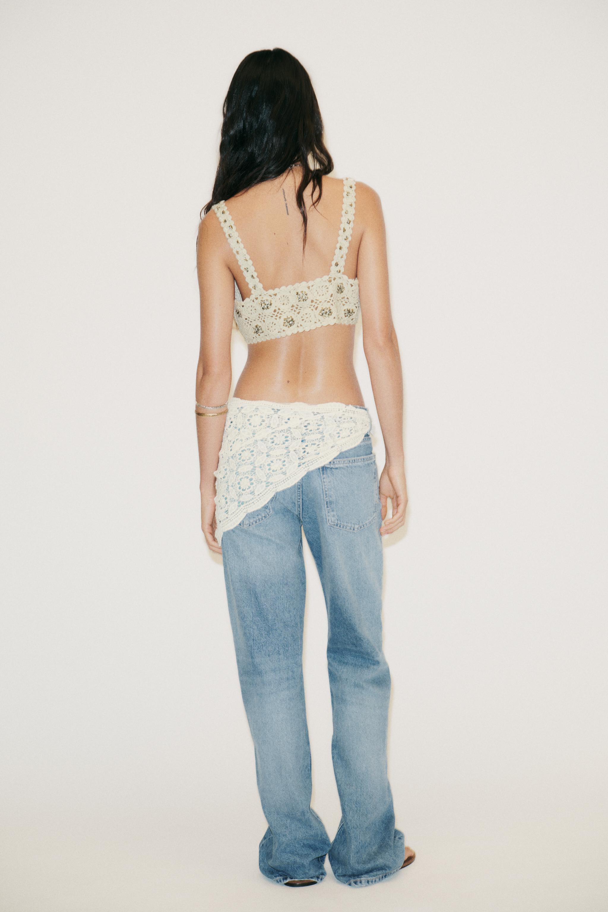 TRF MID-RISE WIDE LEG SCARF JEANS