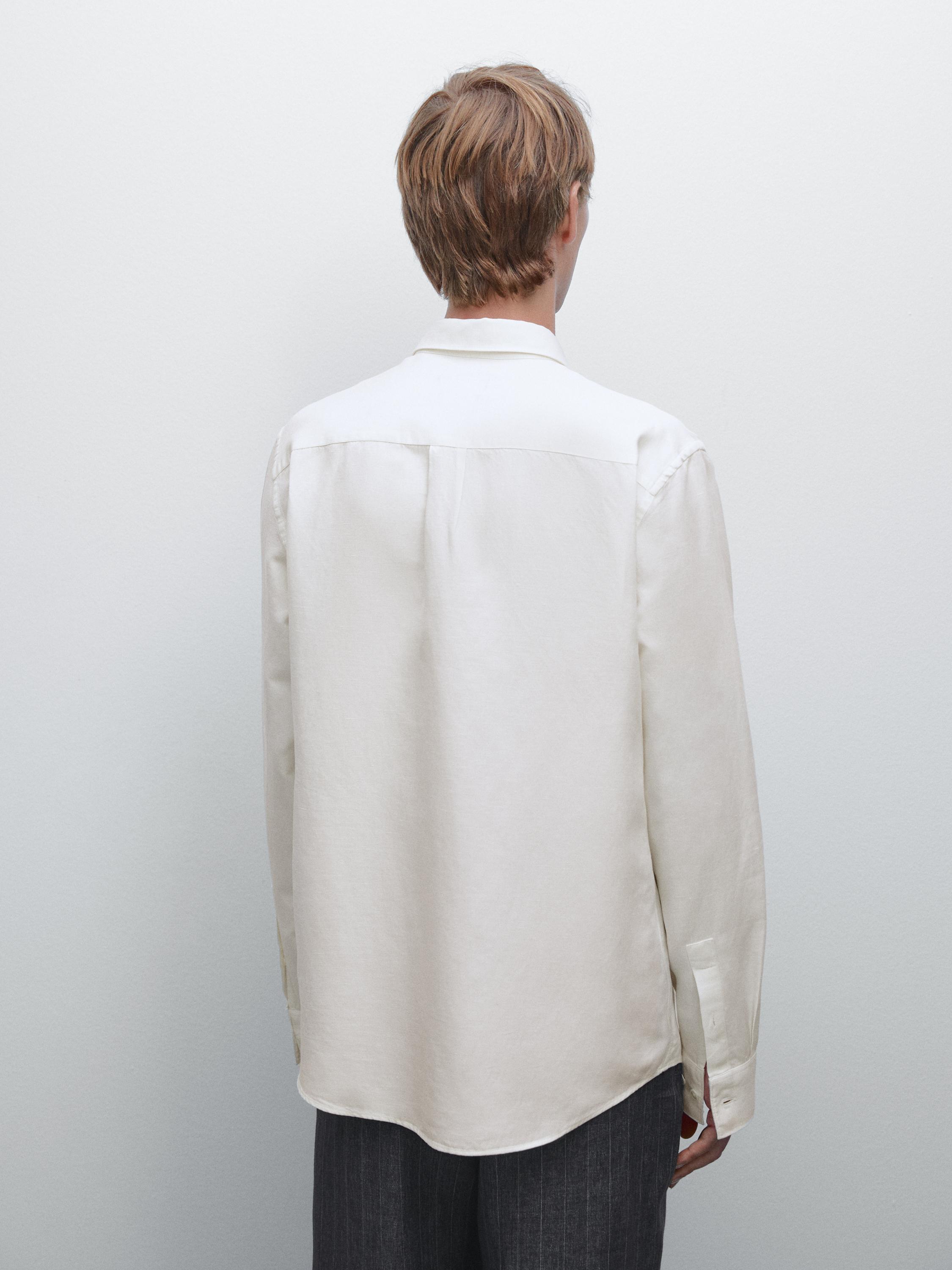 Regular fit linen blend shirt