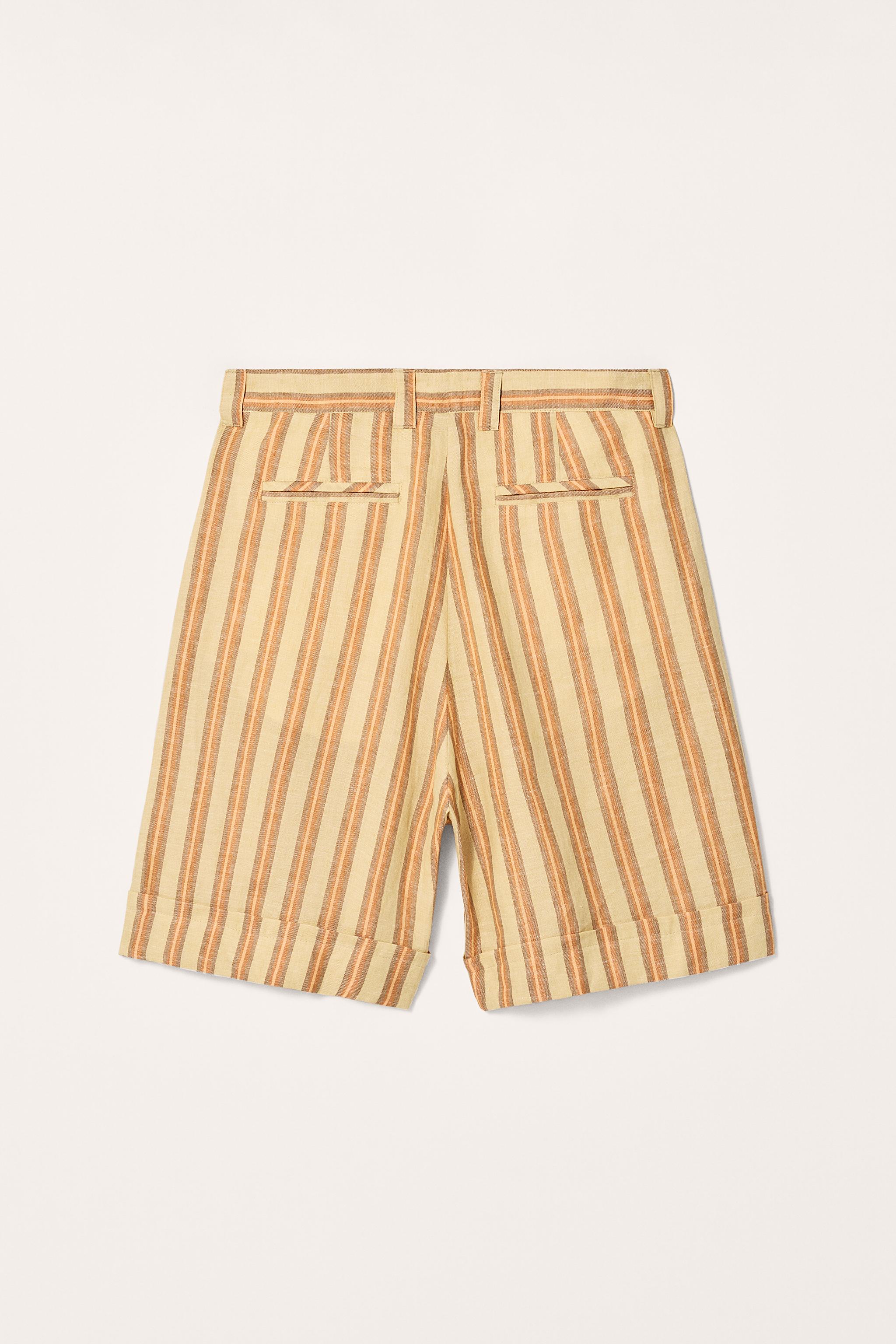 LIMITED EDITION STRIPED LINEN BERMUDA SHORTS