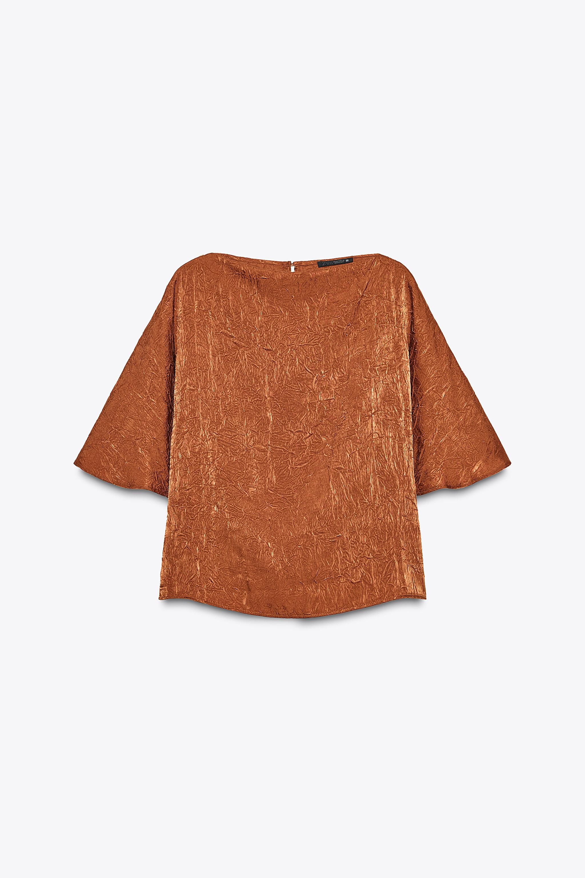 WRINKLED EFFECT SATIN TOP