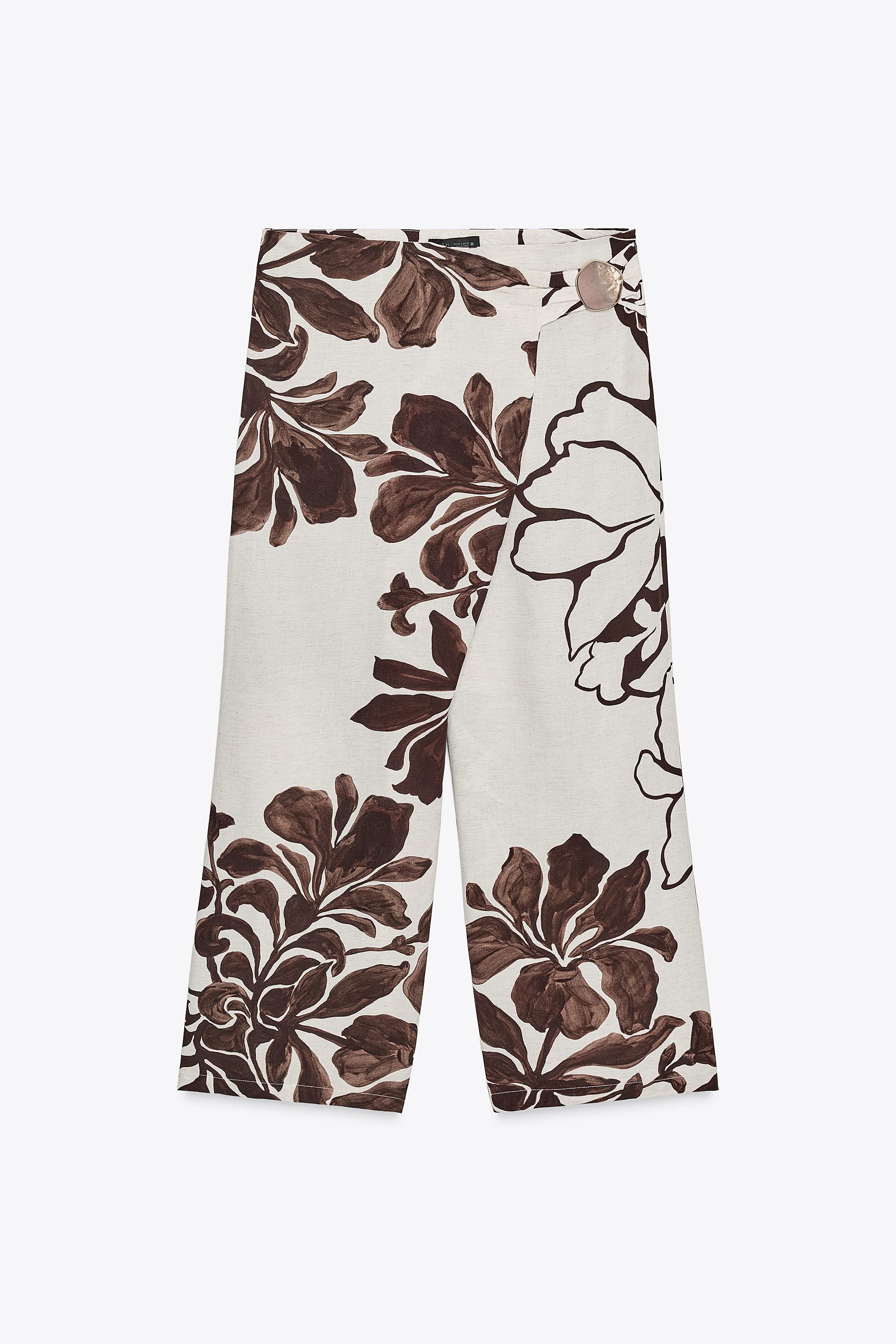 FLORAL PRINT WRAP PANTS