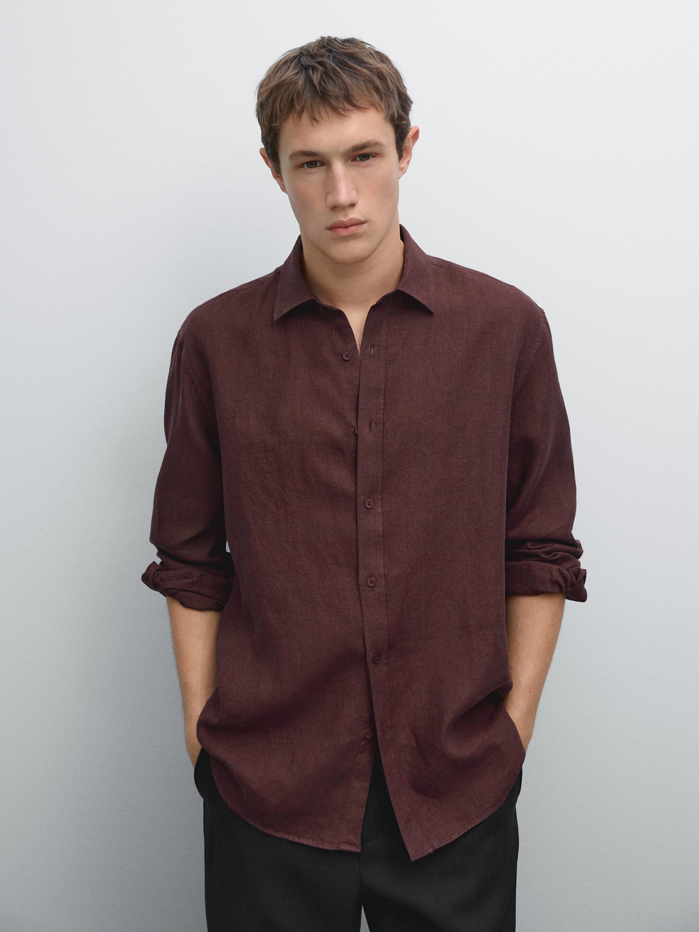 Regular fit faded linen shirt