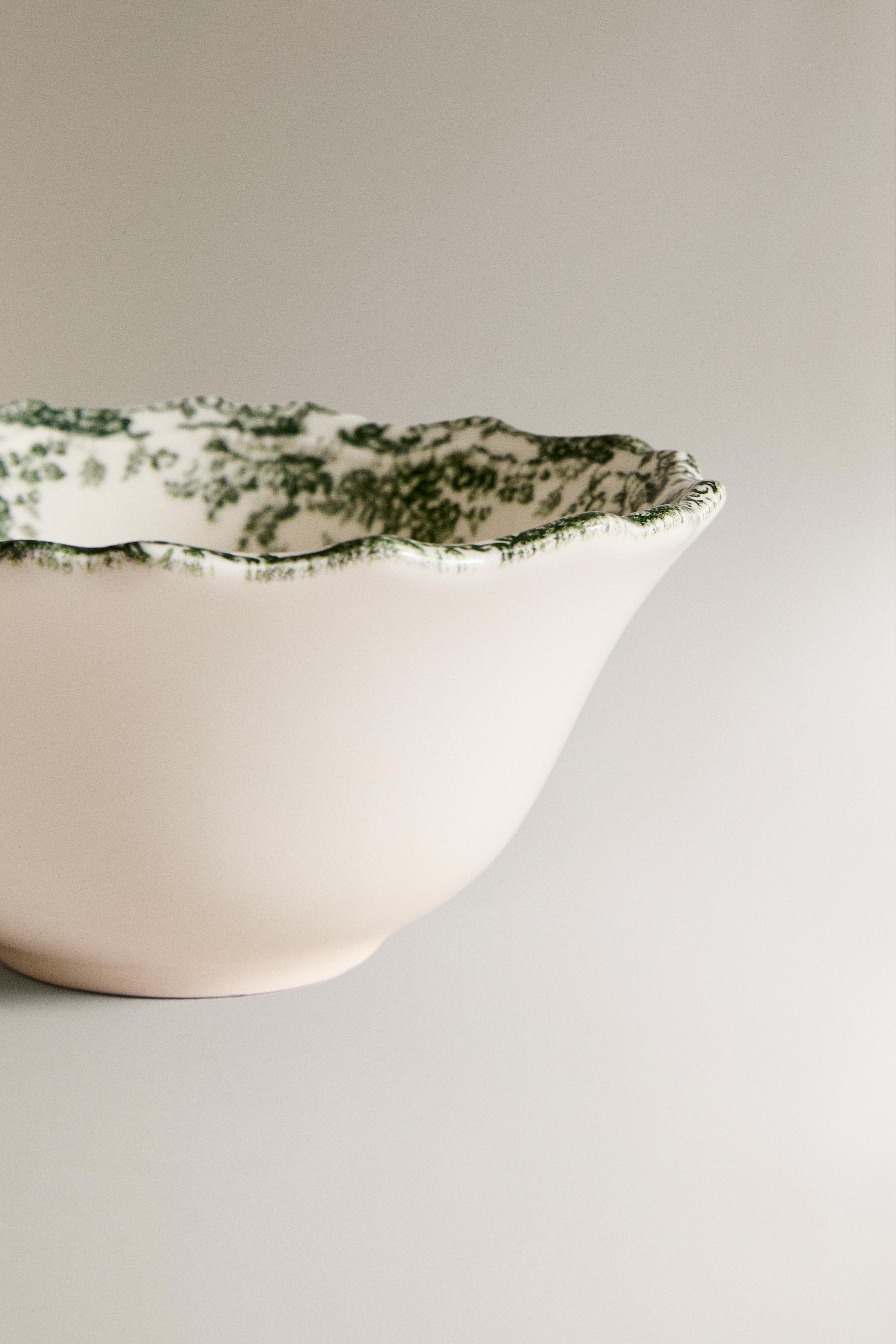 FLORAL EARTHENWARE SNACK BOWL