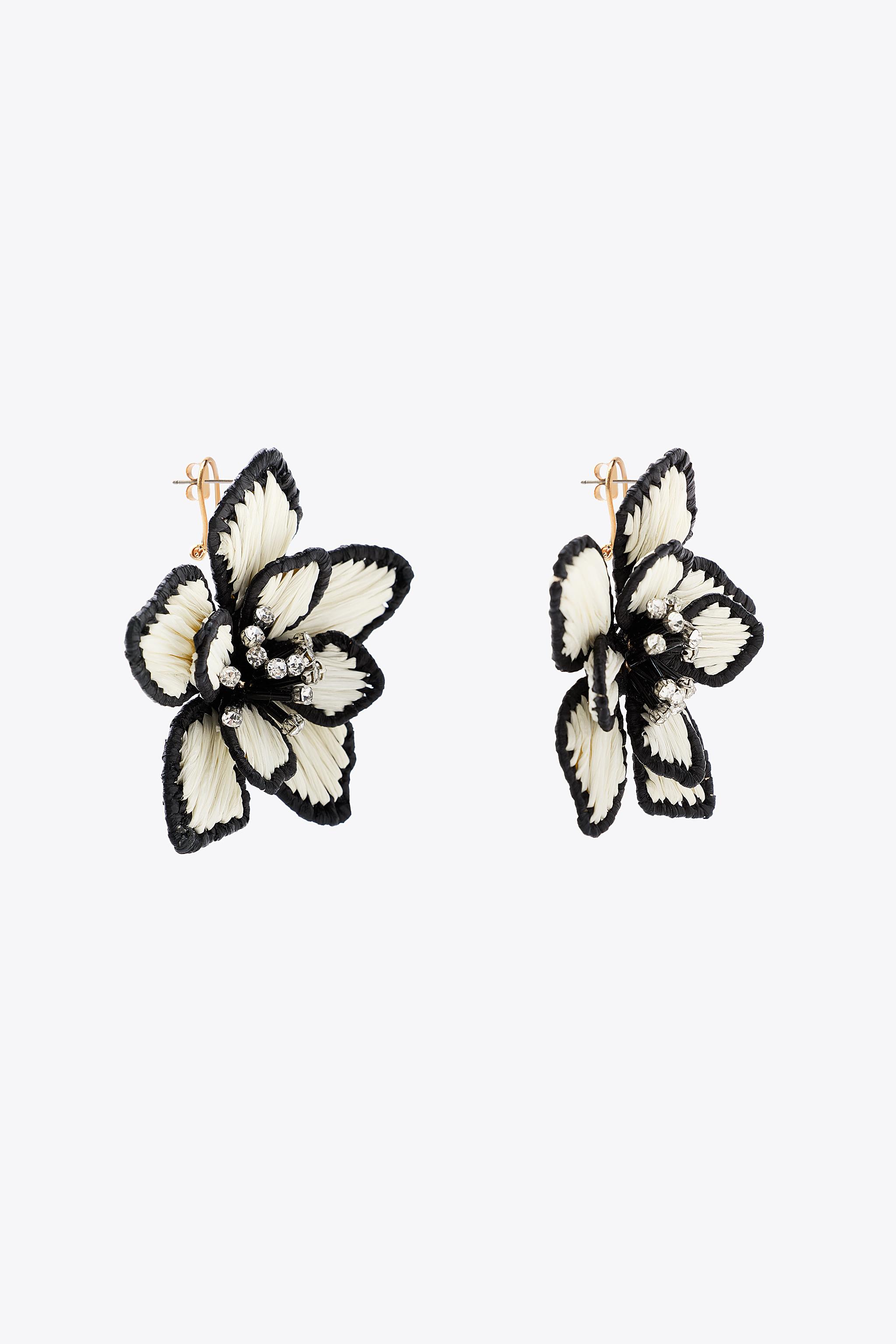CONTRAST RAFFIA FLOWER EARRINGS