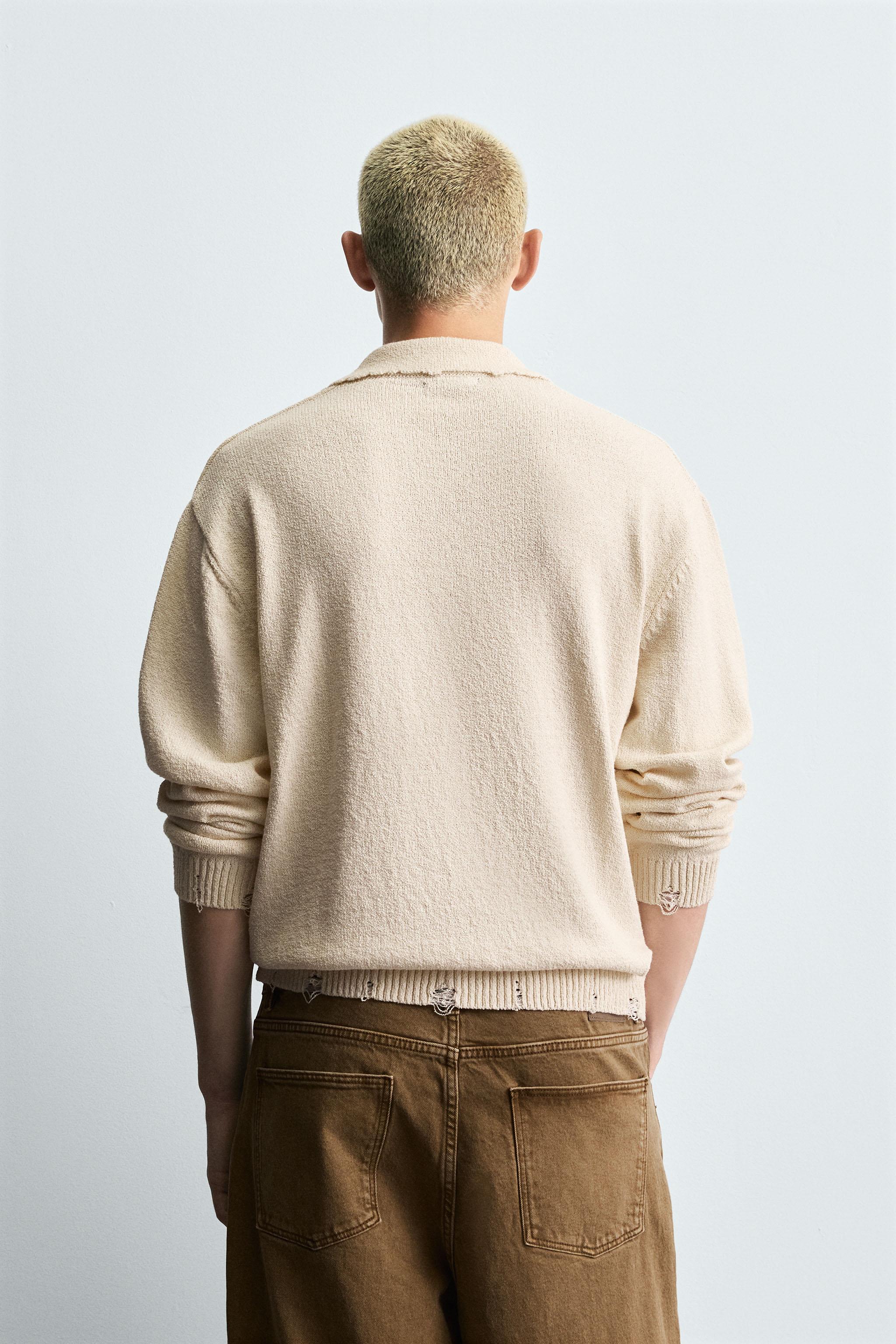 KNIT POLO SHIRT WITH DISTRESSED EFFECT