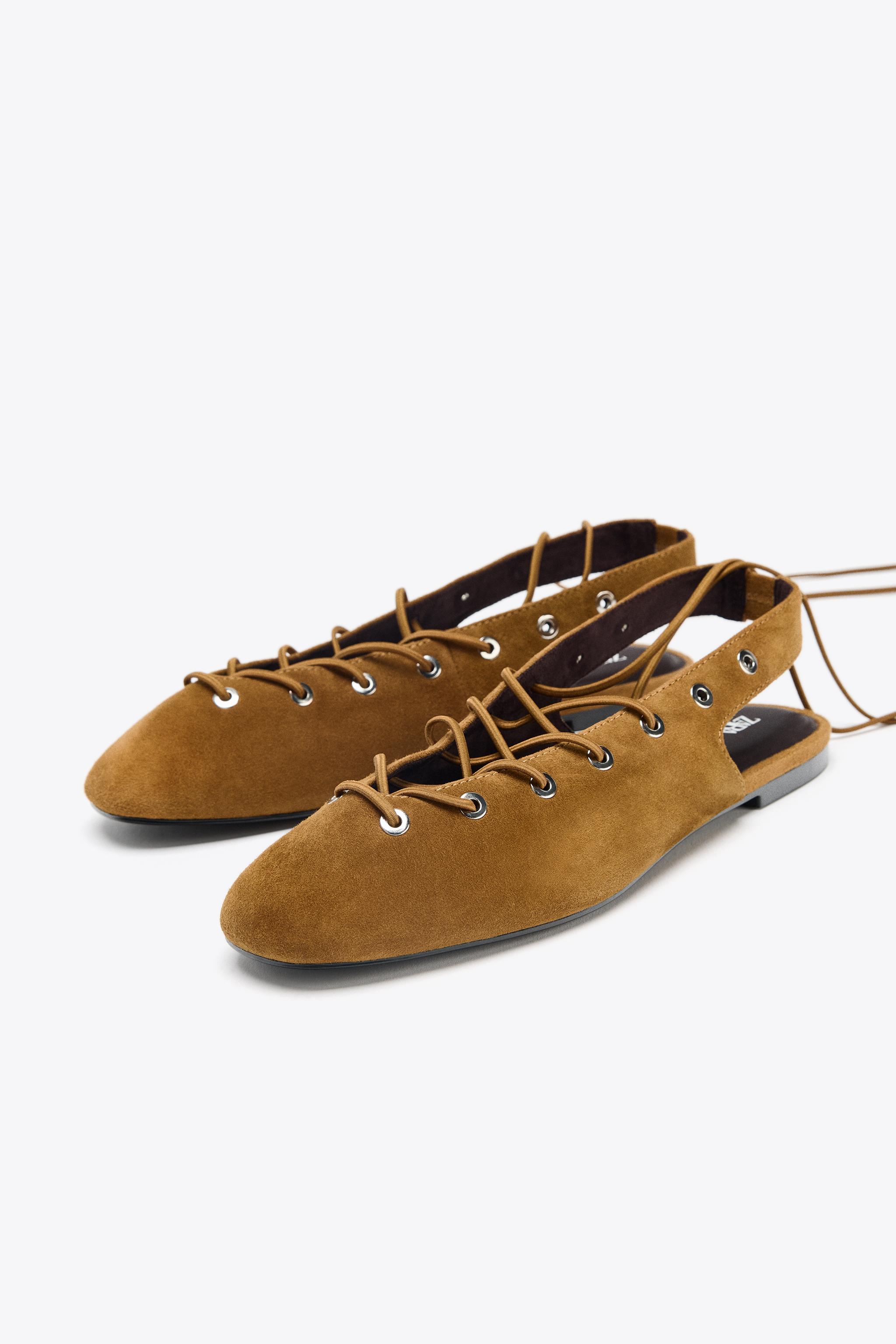 SUEDE TIED SLINGBACK SHOES