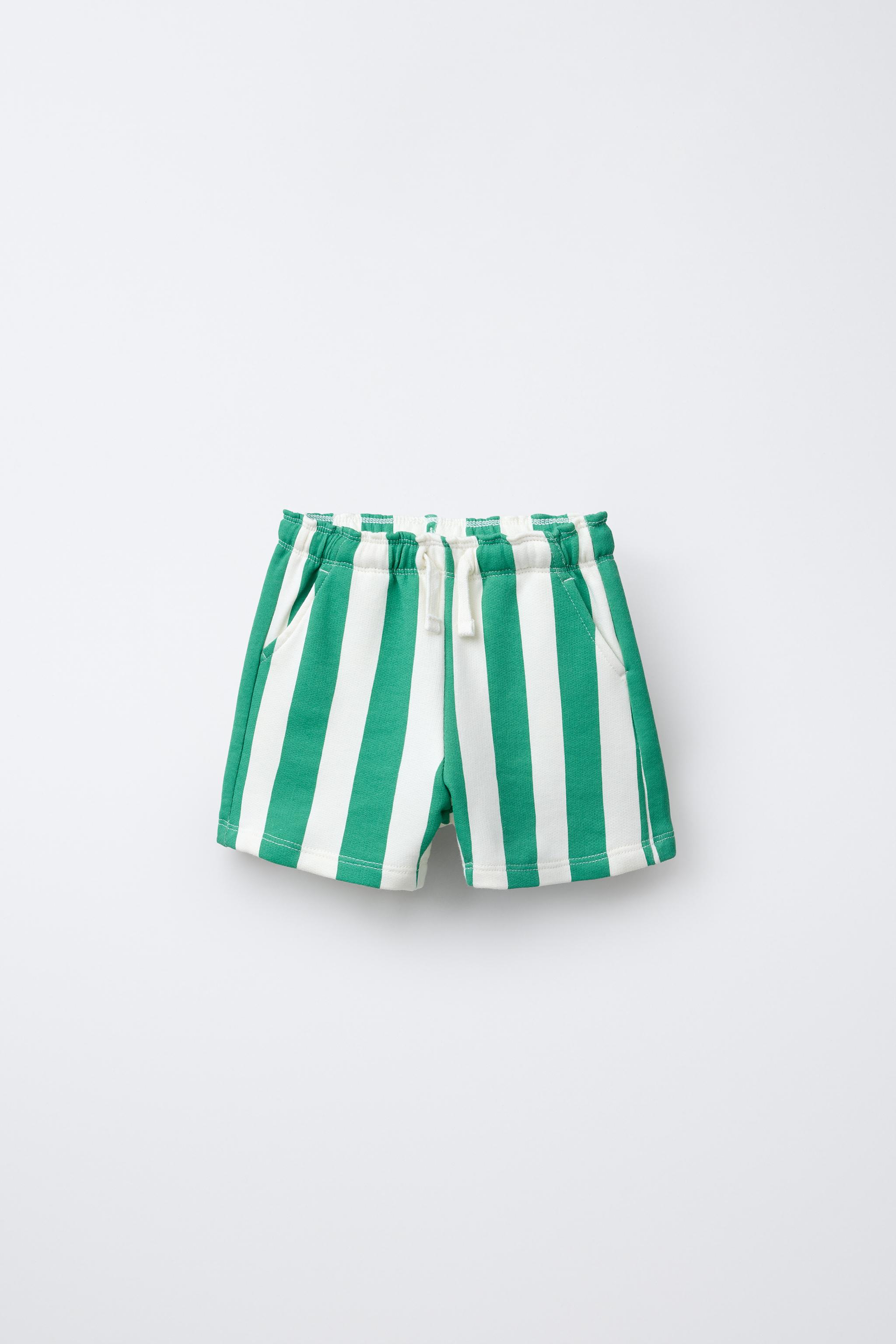 STRIPED STRAIGHT PLUSH SHORTS