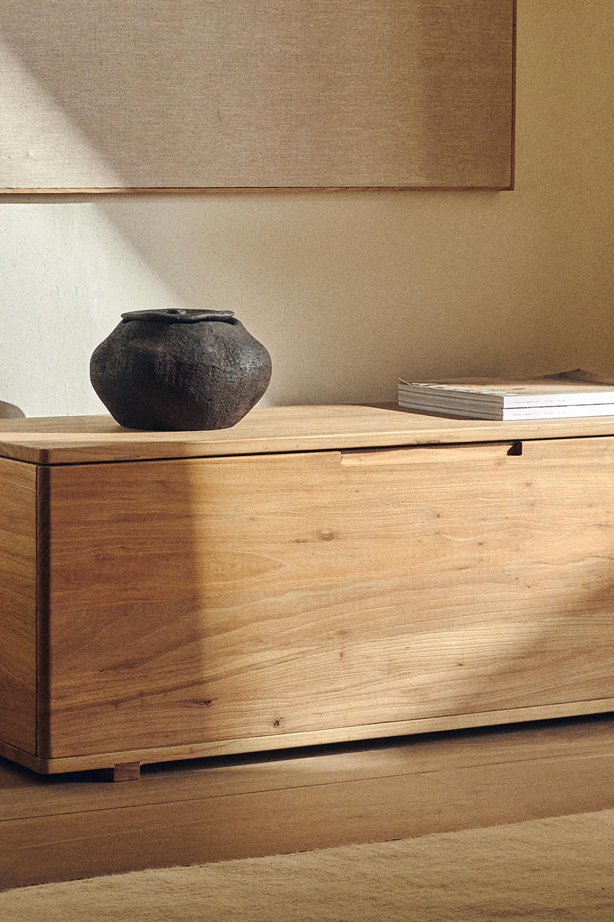 ELM WOOD BENCH WITH STORAGE