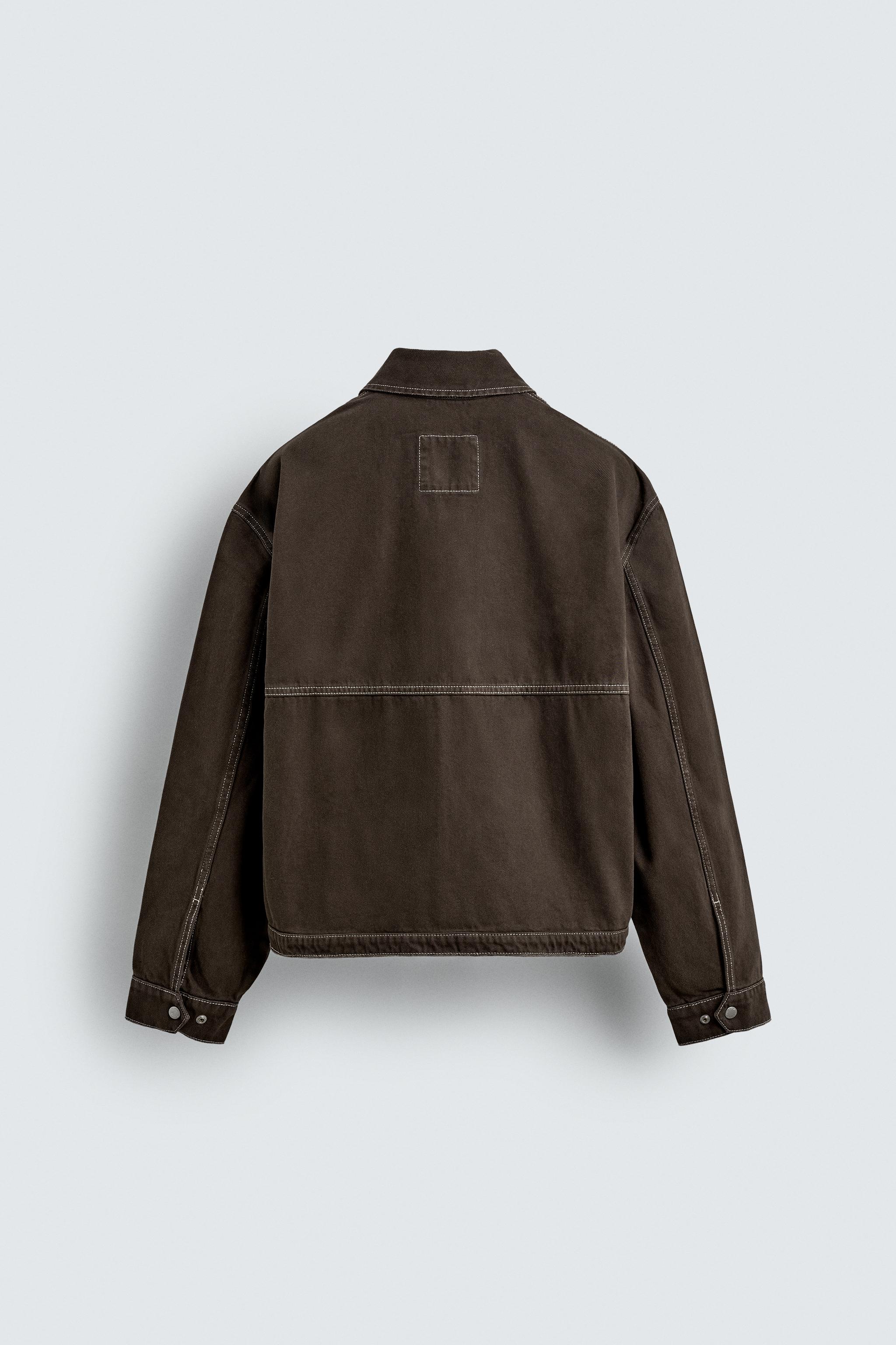 WASHED JACKET WITH CONTRAST STITCHING