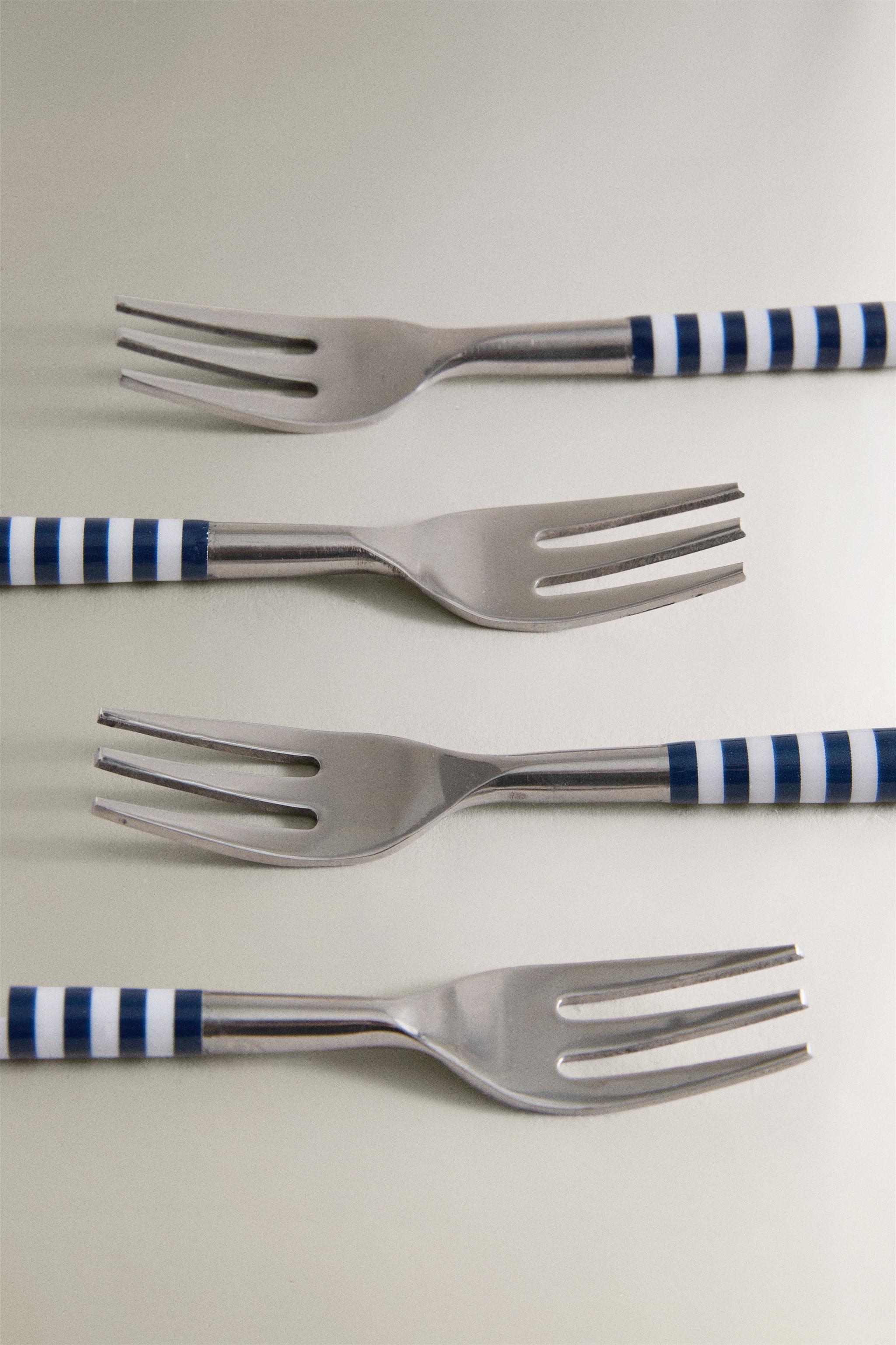 SET OF DESSERT FORKS WITH STRIPED HANDLES (SET OF 4)
