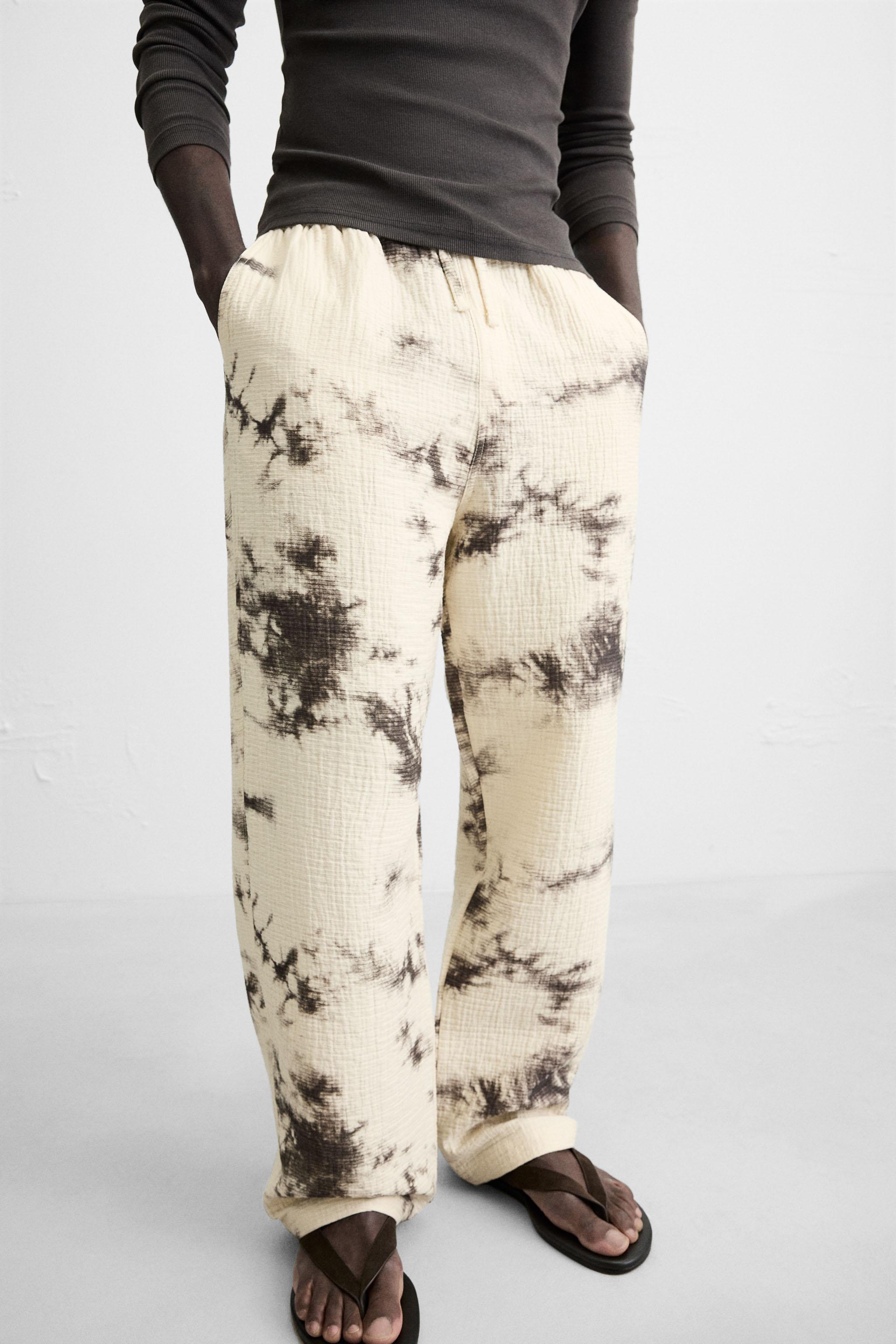 TEXTURED TIE-DYE PRINT PANTS