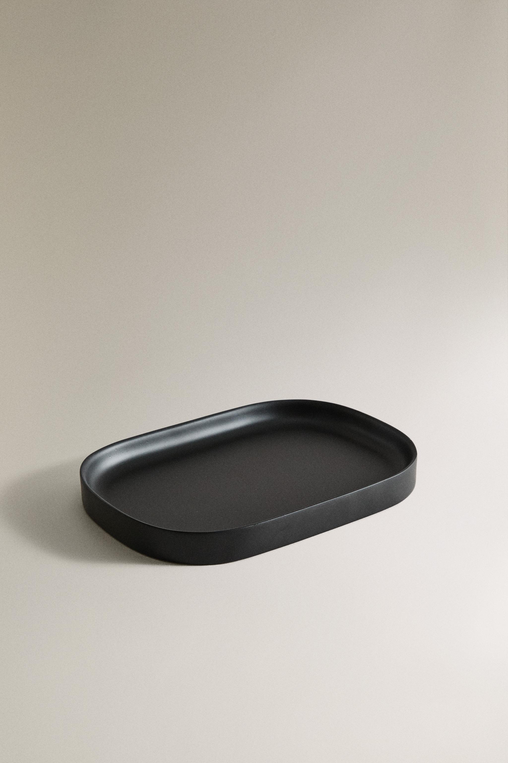 BLACK RESIN BATHROOM TRAY