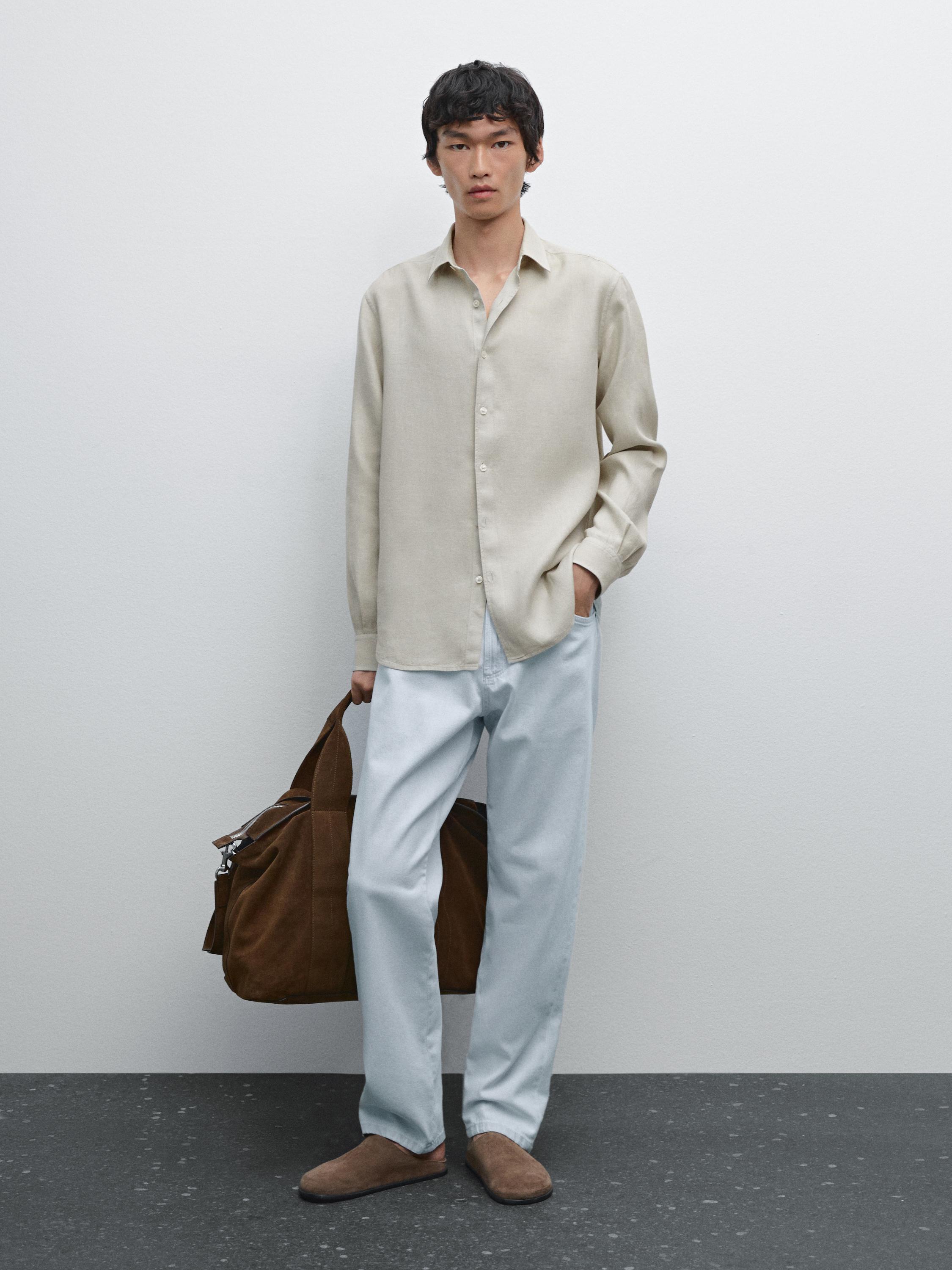 Slim fit linen blend shirt