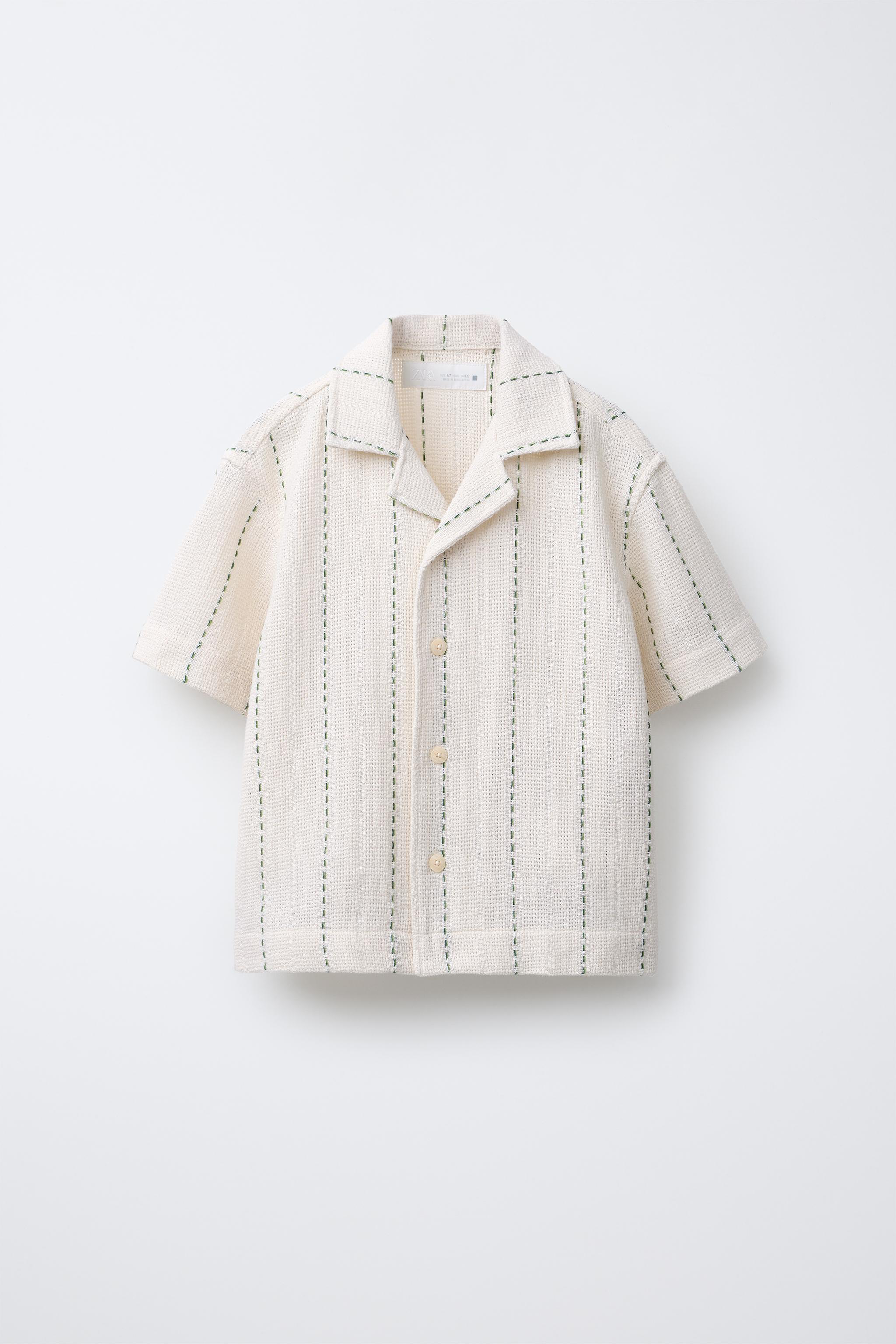 RUSTIC SHIRT WITH STRIPE EMBROIDERY
