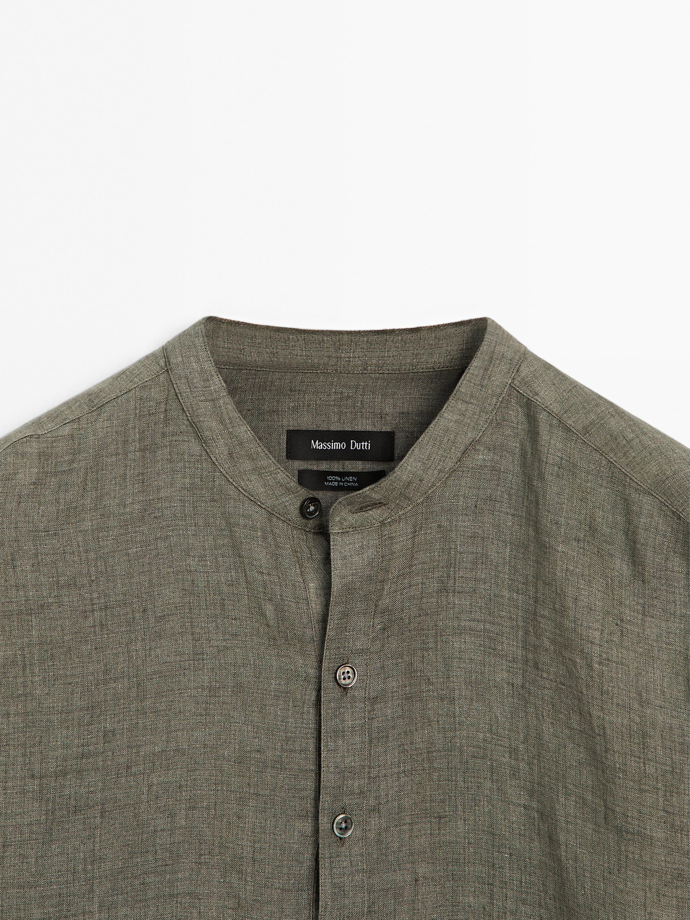 Regular fit faded linen shirt