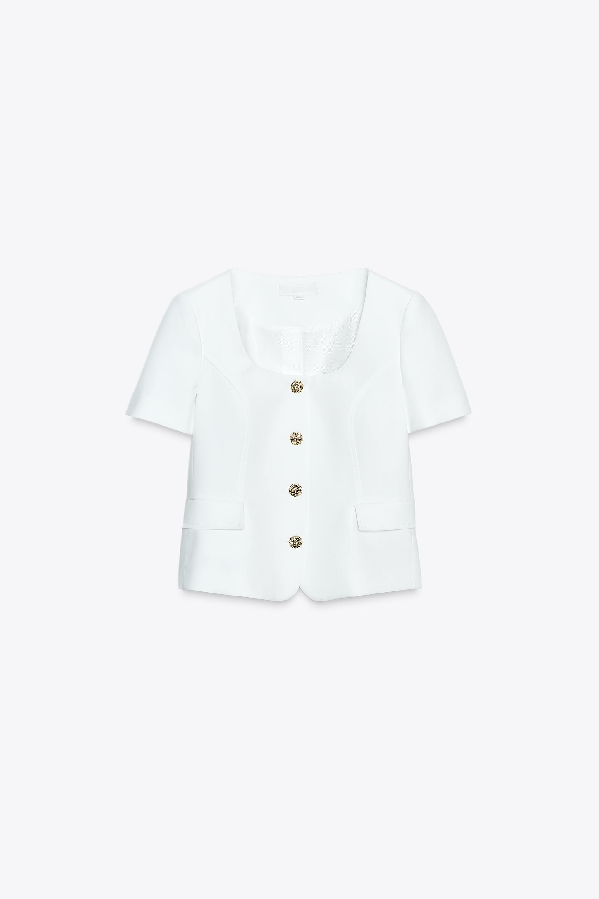 SQUARE NECK SHORT SLEEVE BLAZER