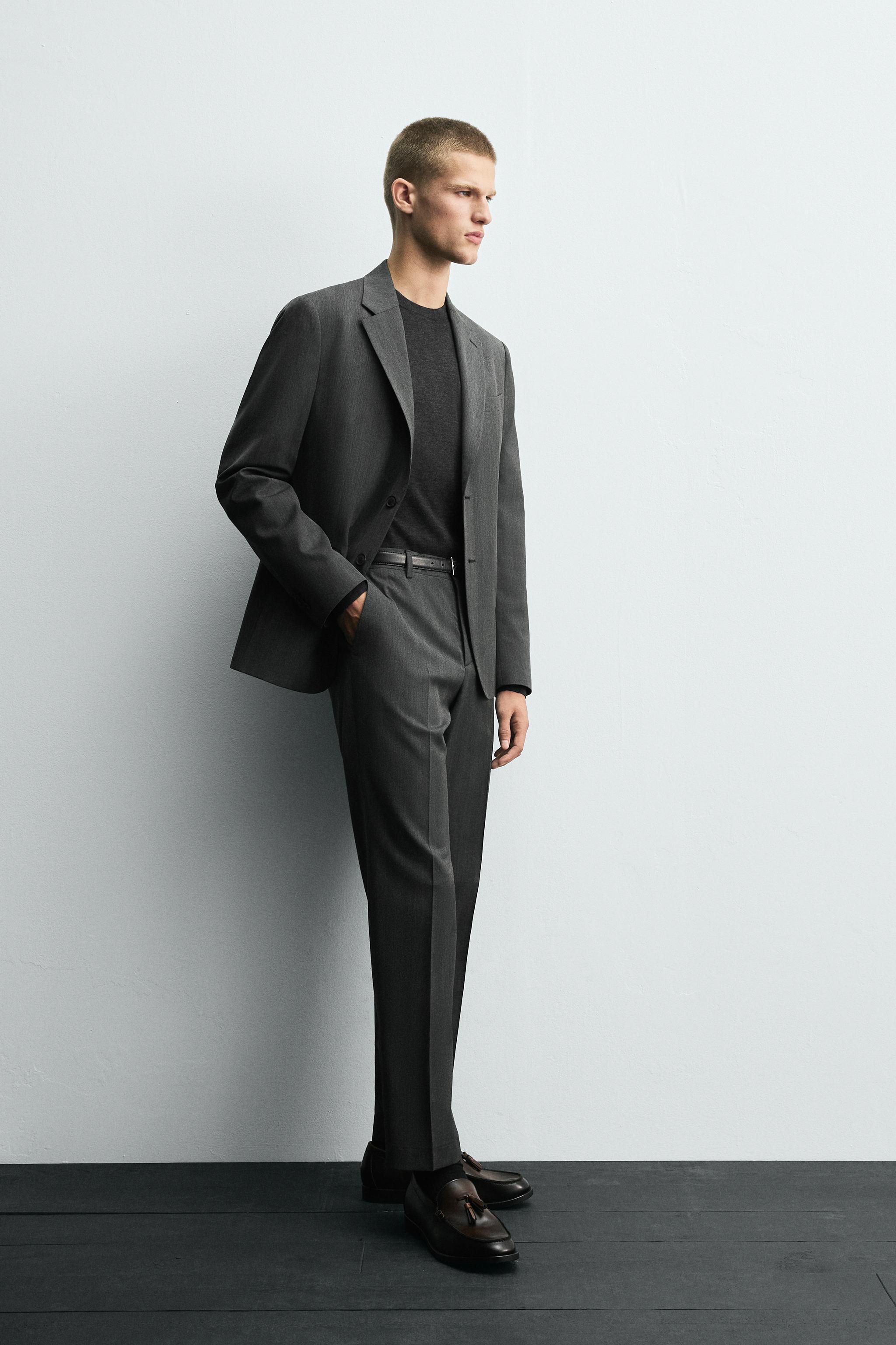 HERRINGBONE SUIT PANTS