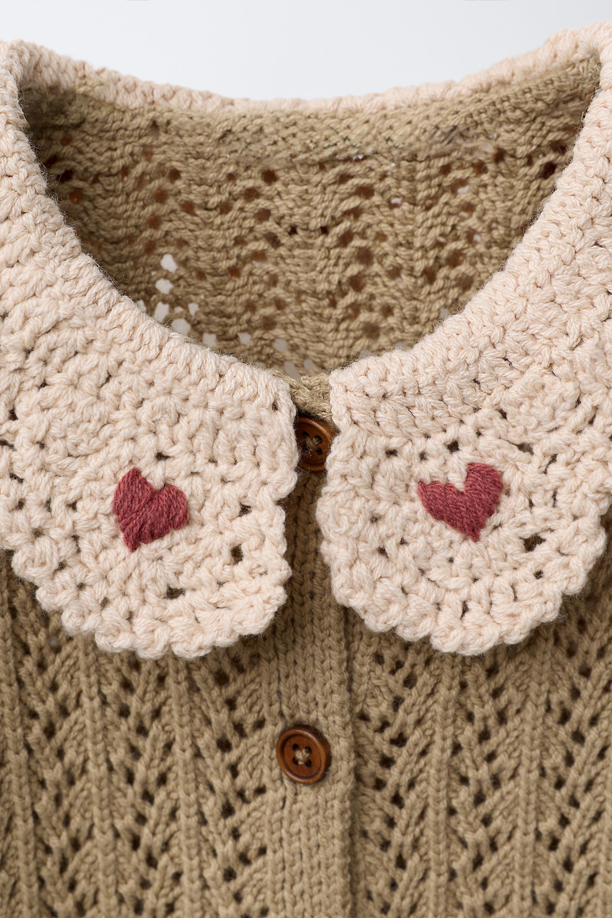 CROCHET COLLAR KNIT CARDIGAN