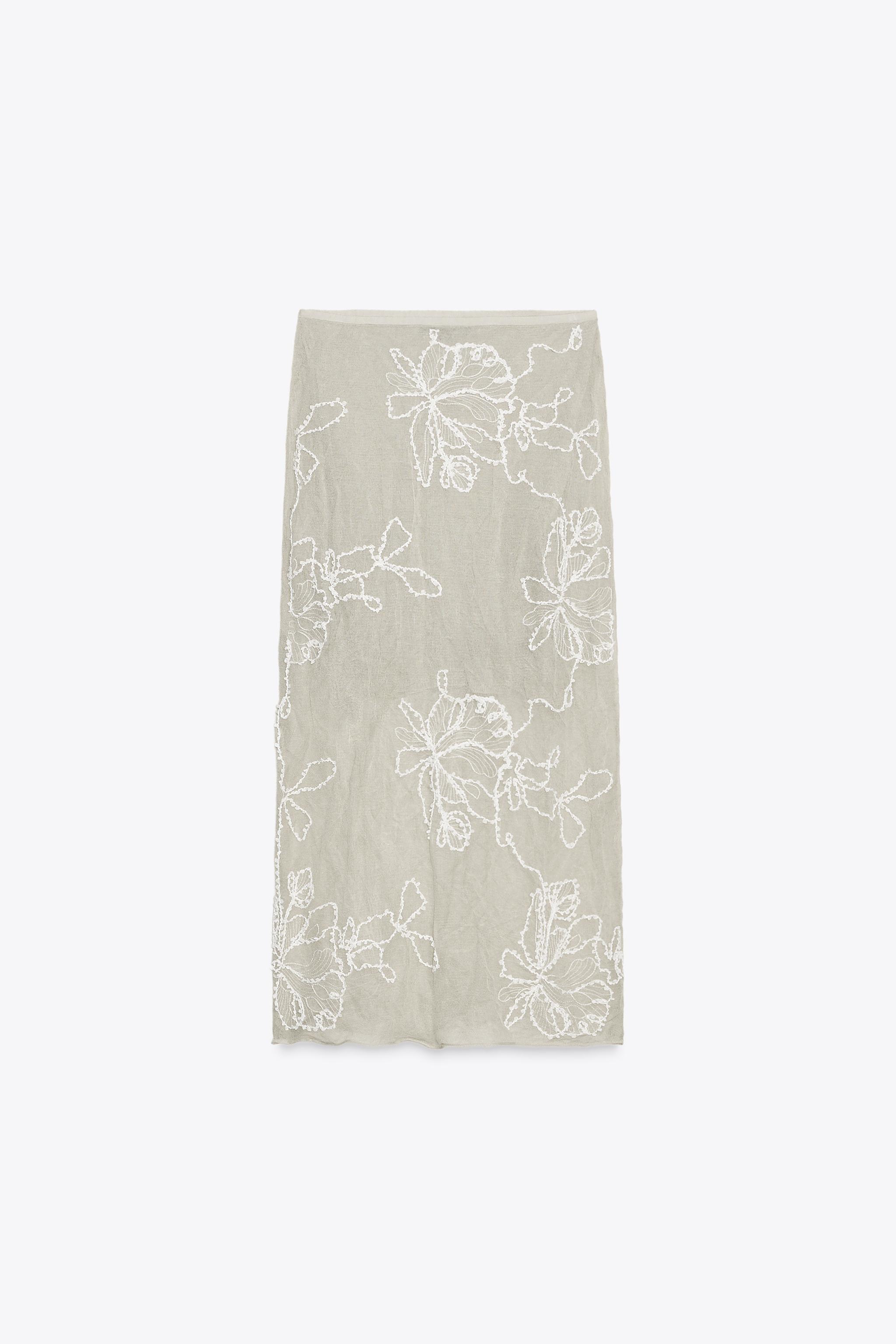 SEMI-SHEER STRUCTURED KNIT SKIRT