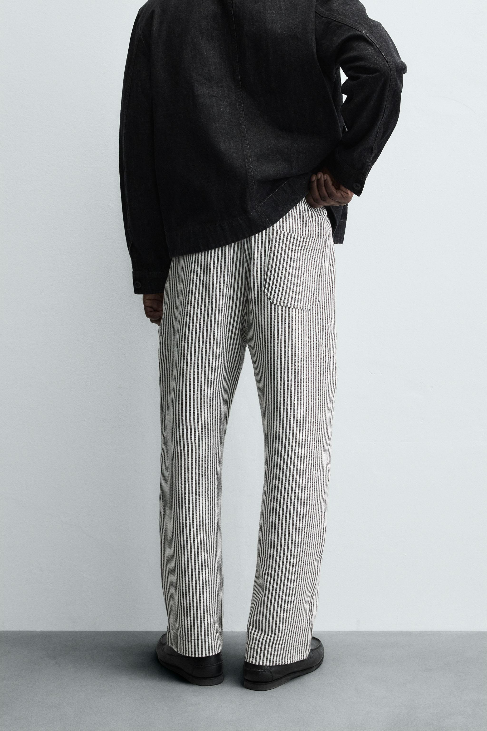 STRIPED SEERSUCKER COMFORT PANTS